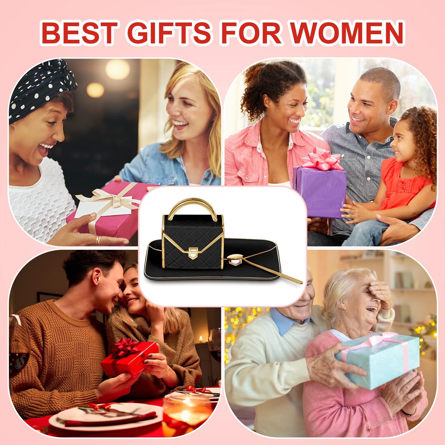 Zubebe 1 Set Coffee Mug Elegant Handbag Shaped Cup Mother's Day Modern Ceramic Purse Mug with Spoon and Saucer, 10oz Cute Creative Tea Cup for Woman Girls Gift (Black)