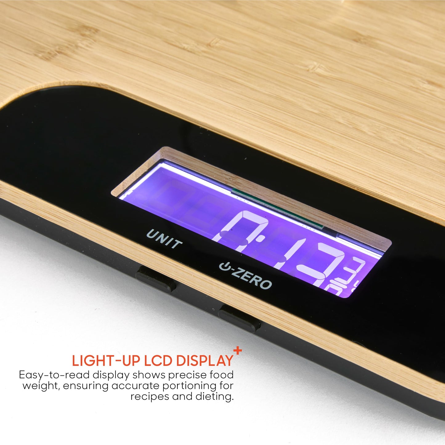 Sharper Image Bamboo Cutting Board & Digital Food Scale, 33 lb Capacity, Measures Grams & Ounces, Multi-Functional for Food Prep, Baking, Dieting, Portion Control, Kitchen Gadgets Gift