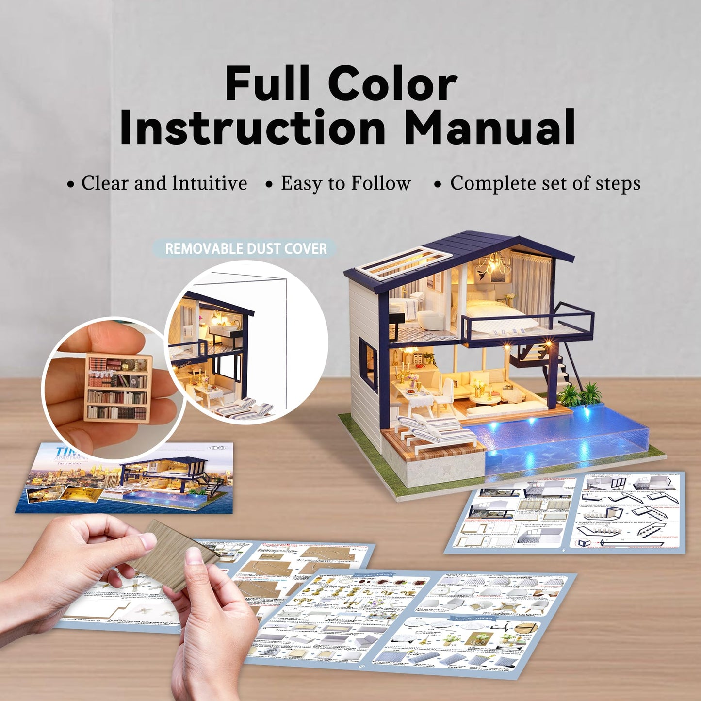 Flever Dollhouse Miniature DIY House Kit Manual Creative with Furniture for Romantic Artwork Gift (Perfect Time Apartment)