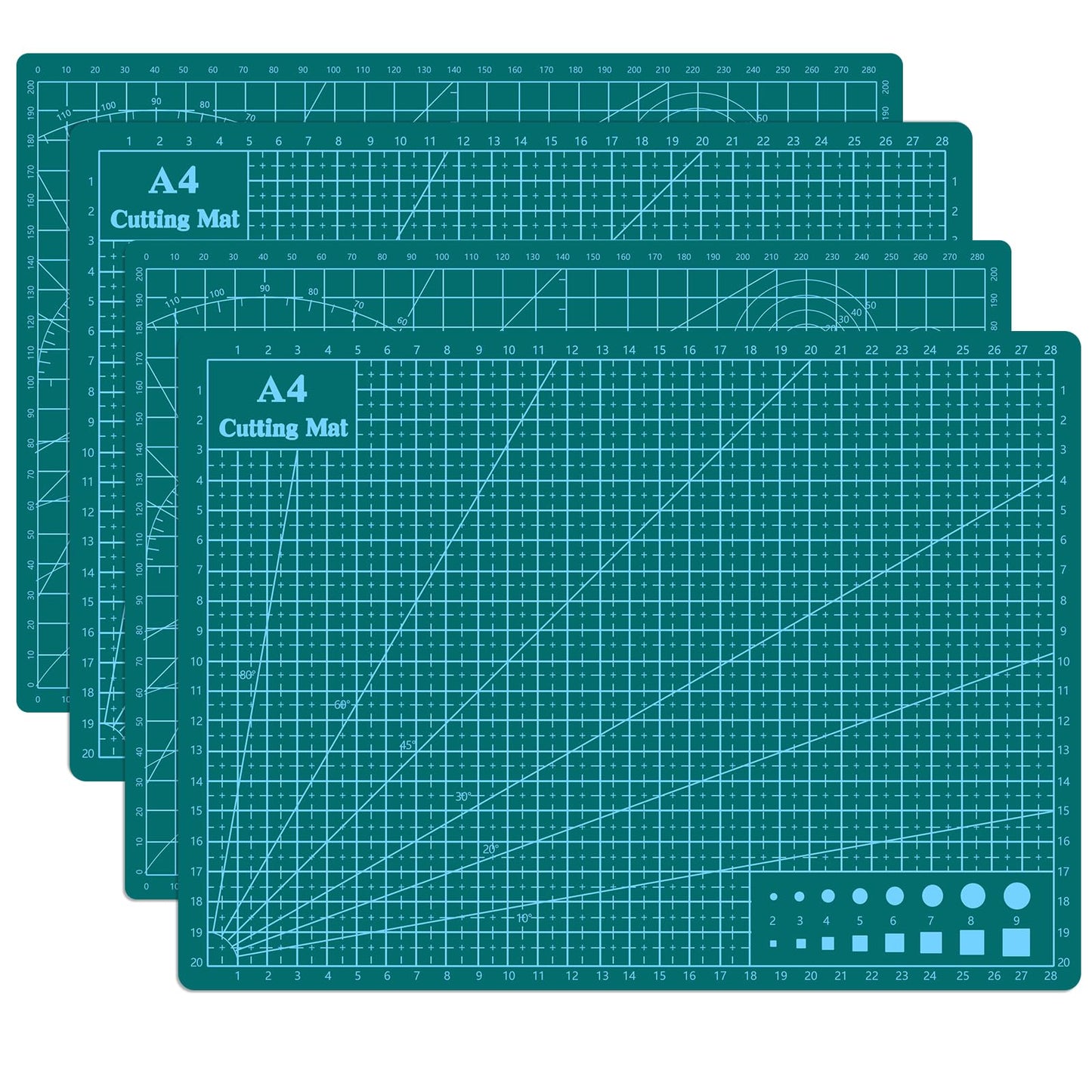 Cutting Mat 9"x12" Self Healing Cutting Mat Size Double Sided 5-Ply Rotary Sewing mat for Crafts Fabric Quilting Hobby Art Clay Precision Scrapbooking Project, A4, Green 4PCS