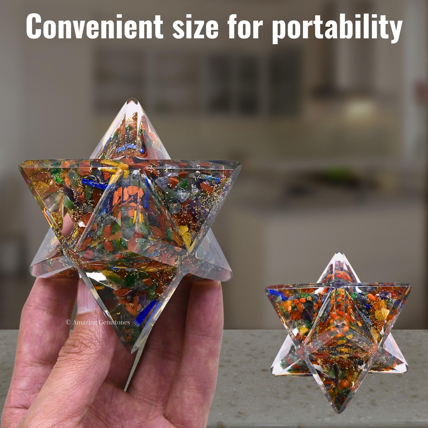 Amazing Gemstone 1 Pcs Seven Chakra Large Crystal Orgone Merkaba Star for Reiki Healing Meditation and Crystal Grid
