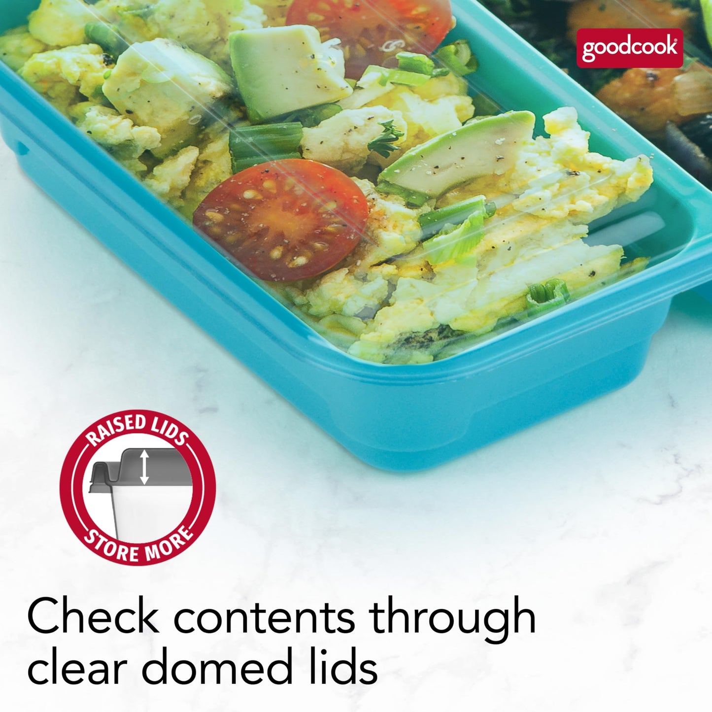 GoodCook Food Storage Containers for Meal Prep Rectangle Two Compartments & Made without BPA, 60-Piece Set, Teal