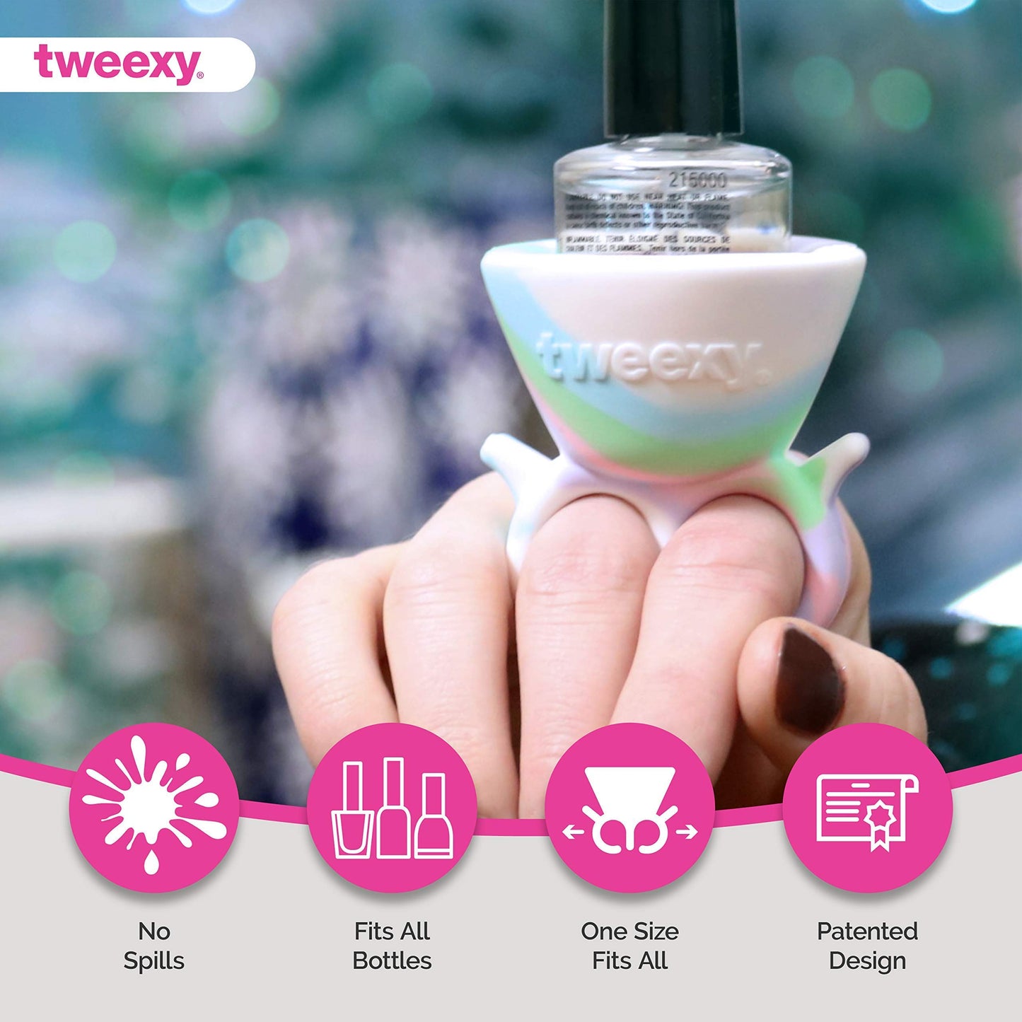 tweexy - 2 pack - Spa Green and Unicorn Wearable Nail Polish Holders
