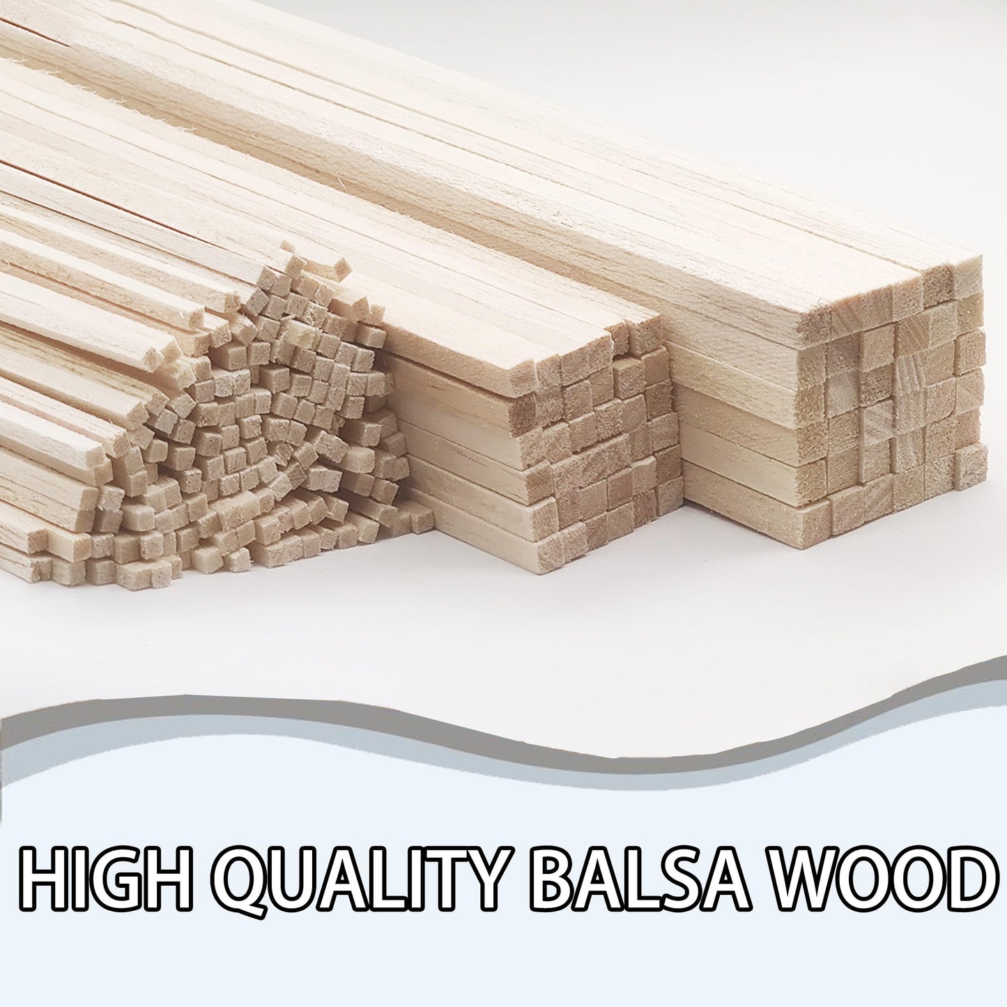 Barsha Space 222Pcs Balsa Wood Sticks,Wood Strips Balsa Square Wooden Dowels Hardwood Unfinished Wood Sticks for Crafts DIY Projects Models Making Supplies (1/8in+3/16in+1/4in 222pcs)