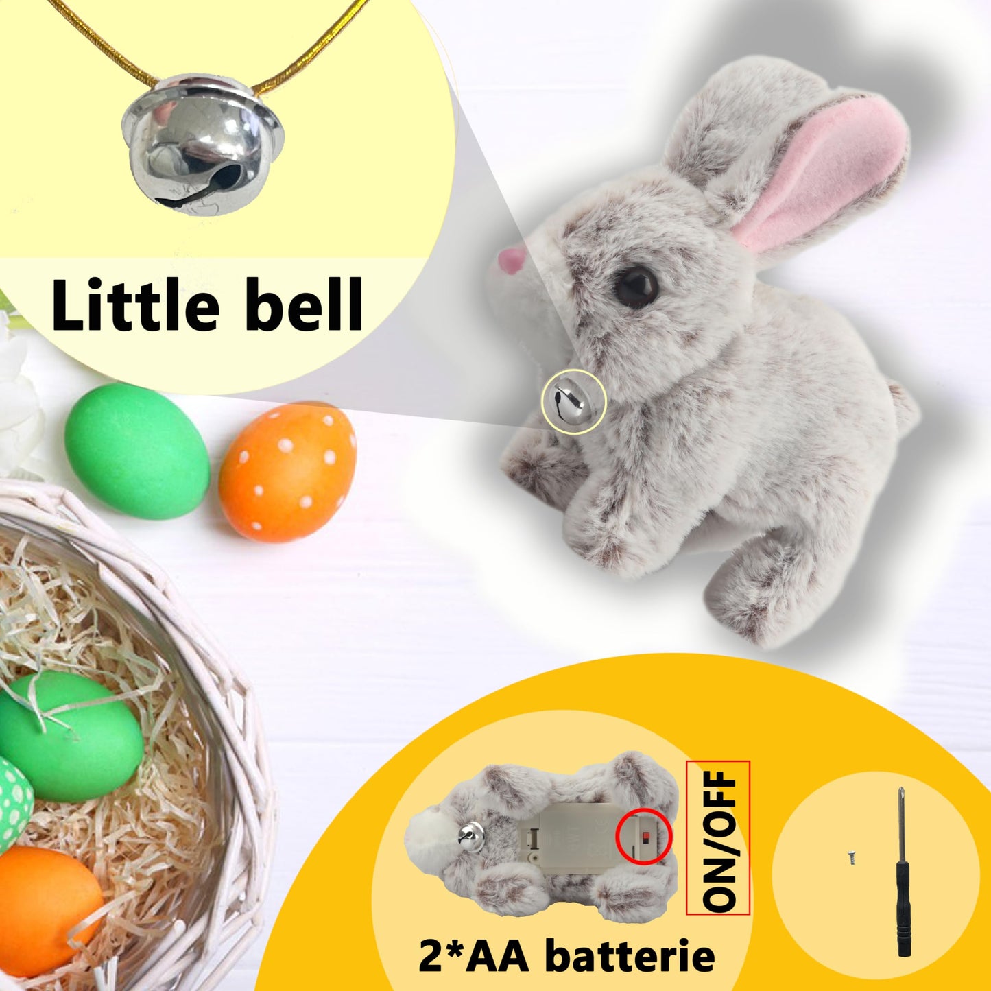 A-SZCXTOP Easter Hopping Rabbit Electronic Interactive Pet Plush Bunny Toy with Sounds Movements Animated Walking Wiggle Ears Twitch Nose for Toddlers Kids (Brown)