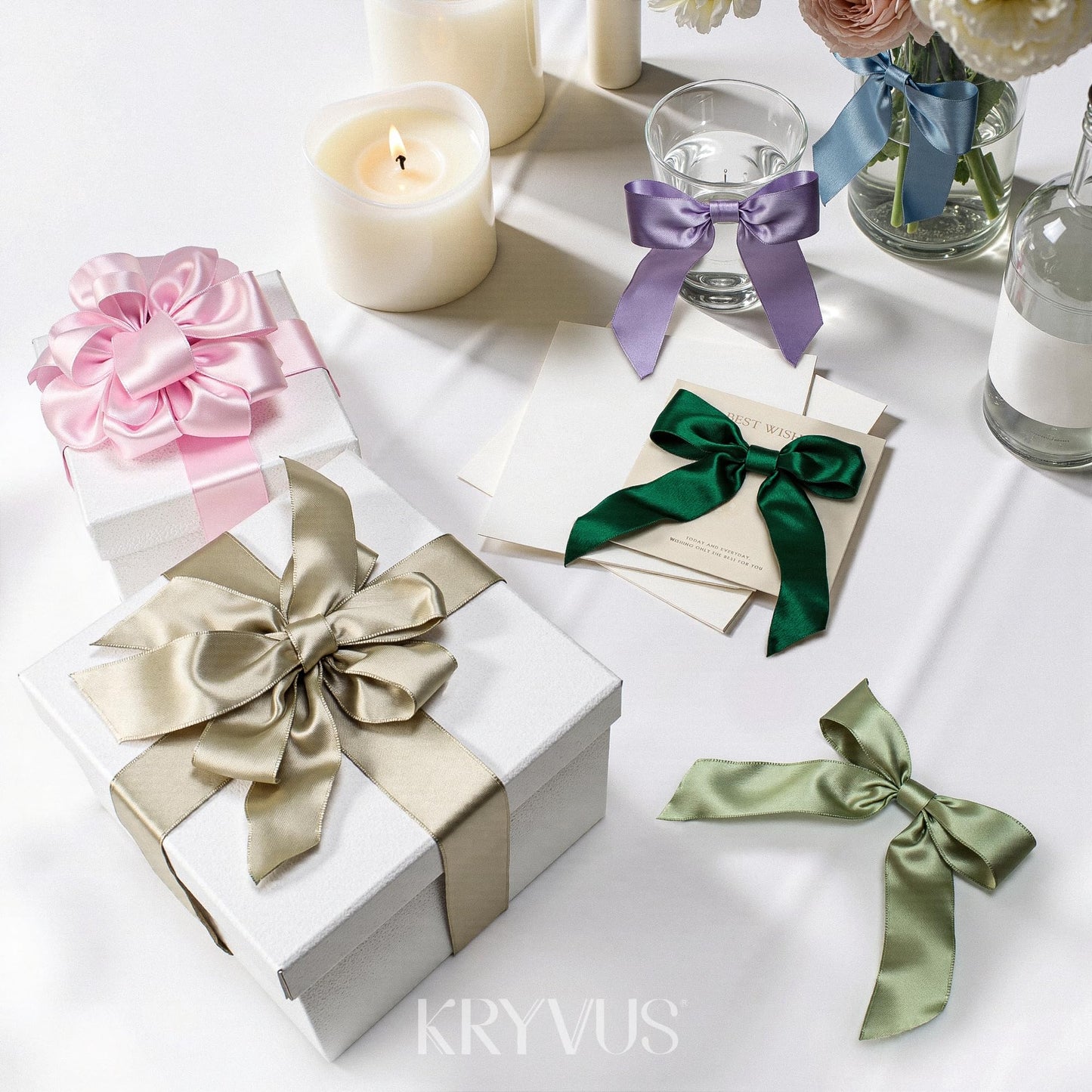 Kryvus Emerald Green Satin Wired Ribbon, 1.5 inch X Continuous 10 Yards Luxury Double Faced Satin Wire Edge Ribbon for Gift Wrapping, Wreaths, Flower Bouquet, Wedding Decorations, Home Decor