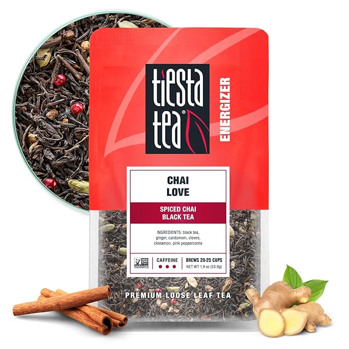 Tiesta Tea - Chai Love Tea | Spiced Chai Black Tea | Premium Loose Leaf Tea Blend | High Caffeinated Black Tea | Make Hot or Iced Tea & Brews up to 25 Cups - 1.9 Ounce Resealable Pouch