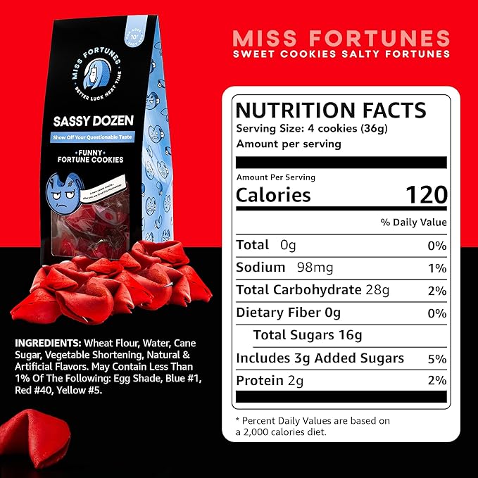 Miss Fortunes, Funny Fortune Cookies, The Two-Pack Shakur, Written by Professional Comedy Writers! (Multi-pack of 2 Dozen Cookies) (Dirty Dozen + Sassy Dozen)