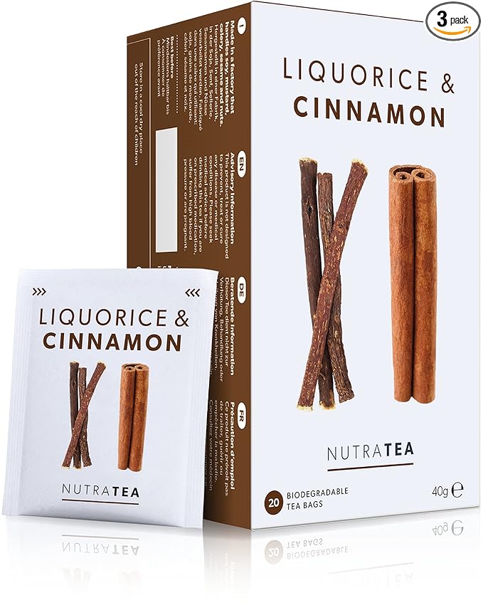 Nutra Tea - Liquorice & Cinnamon Tea | Licorice Tea | Cinnamon Tea - 60 Tea Bags - Herbal Tea - (3 Pack)