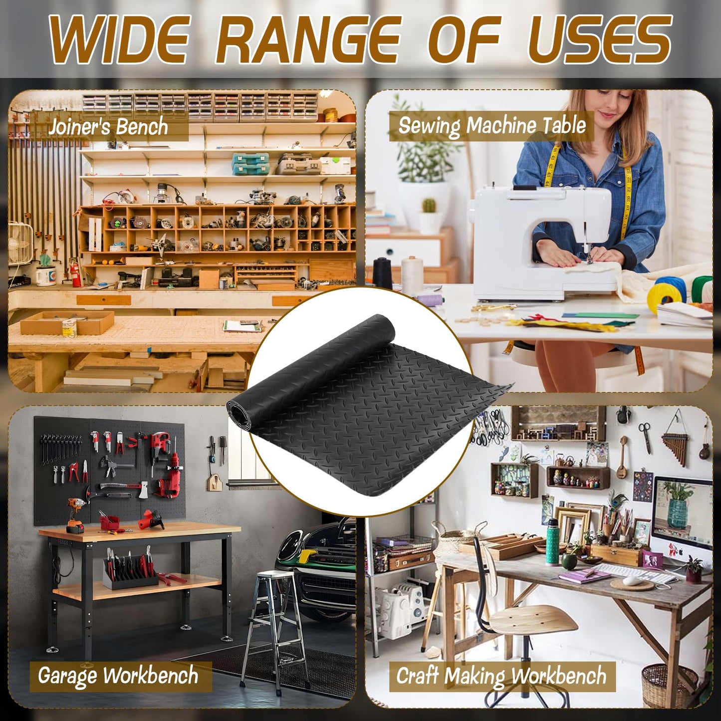 Work Bench Pad Mat, Top PVC Workbench Mat with Non-Slip Texture, 48" x 17" Scratch Stain Resistant Surface Protects Work Bench Tabletop Countertop for Woodworking Crafting Tool Protection