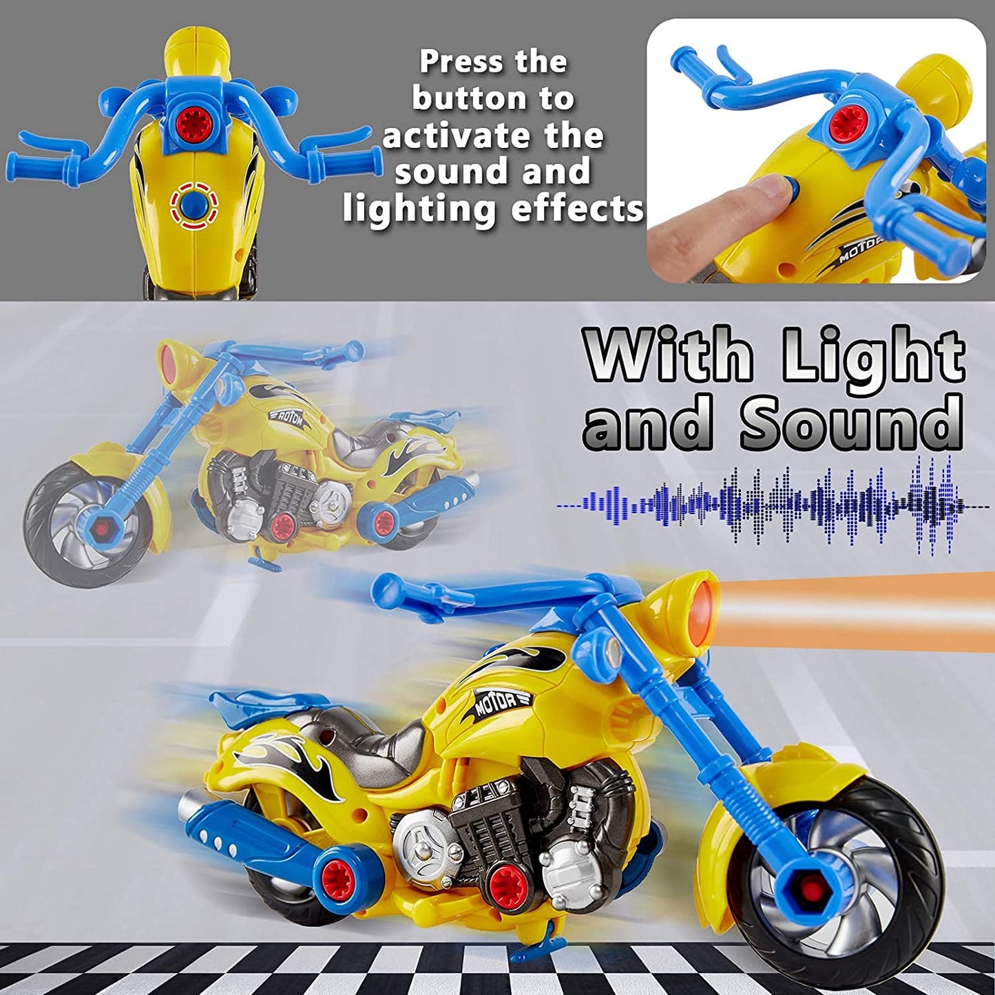Take Apart Toy Vehicles with Electric Power Drill, Sounds & Lights – Build Your Own STEM Construction Kits for Kids Ages 3-5 (Motorcycle)