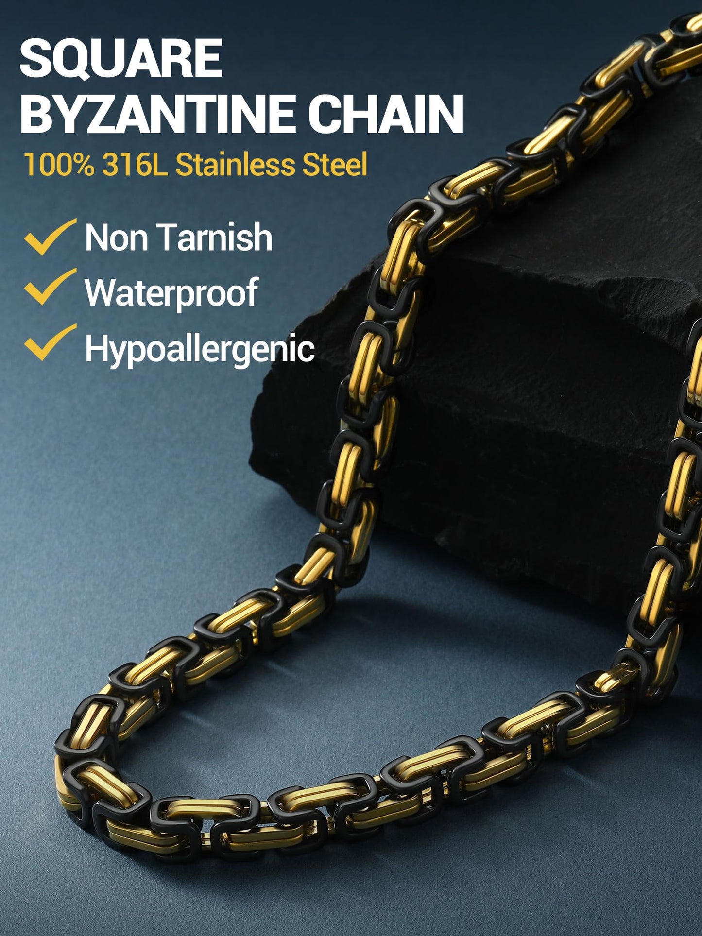 PROSTEEL Black Chain Necklace For Men Mens Long Necklace 28 Inch