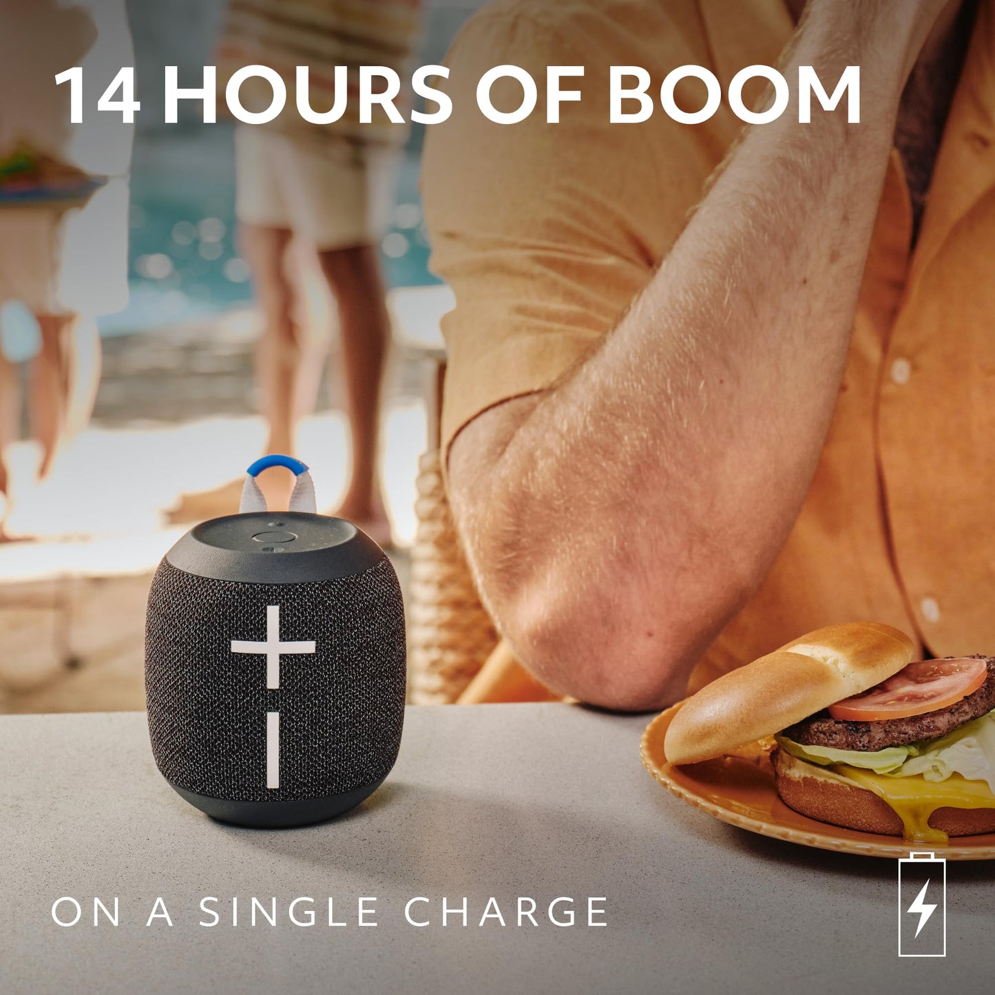 Ultimate Ears WONDERBOOM 4 Portable Waterproof Bluetooth Speaker with Big Bass and 360-Degree Sound, Dustproof Floating Speaker with 131ft (40m) Range- Black