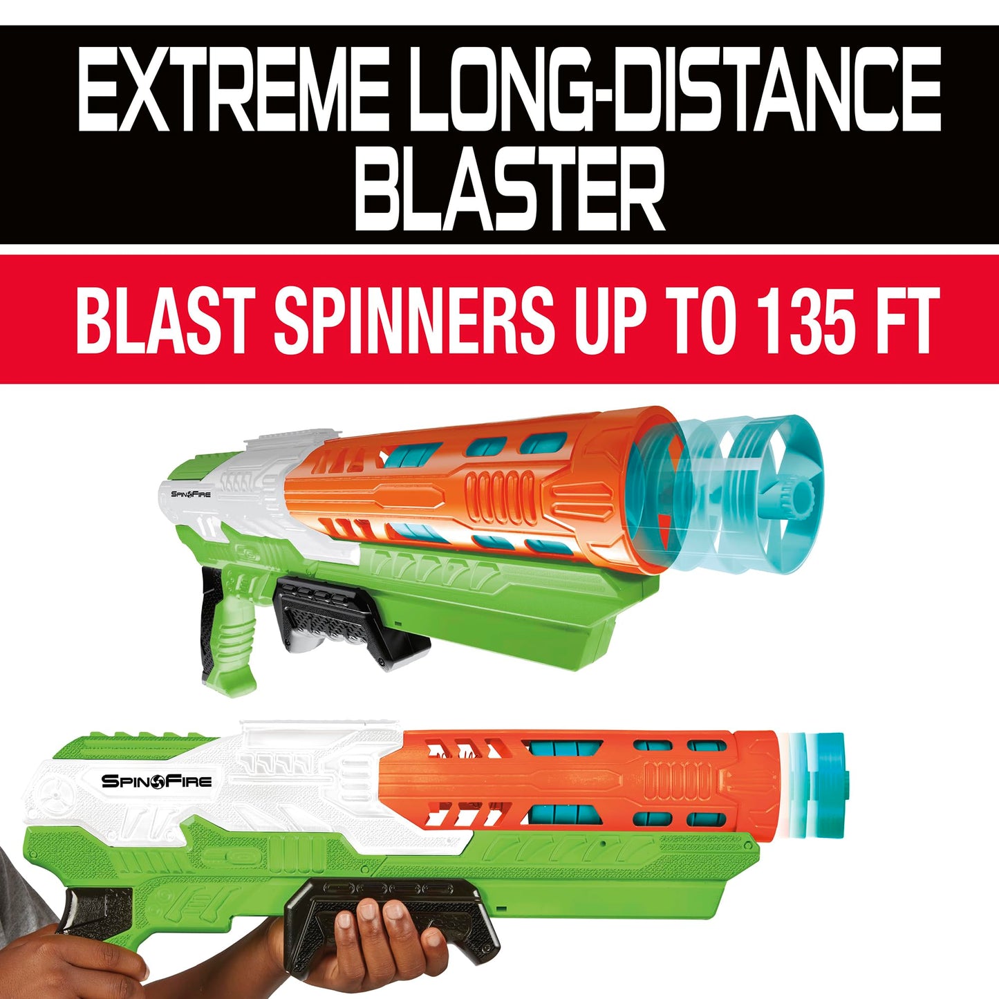 Air Warriors: Spin Fire - Blaster, 10 Spinners Darts, Accurate Flights, Shoots Up to 135 Feet, Kids Toy, Ages 6+