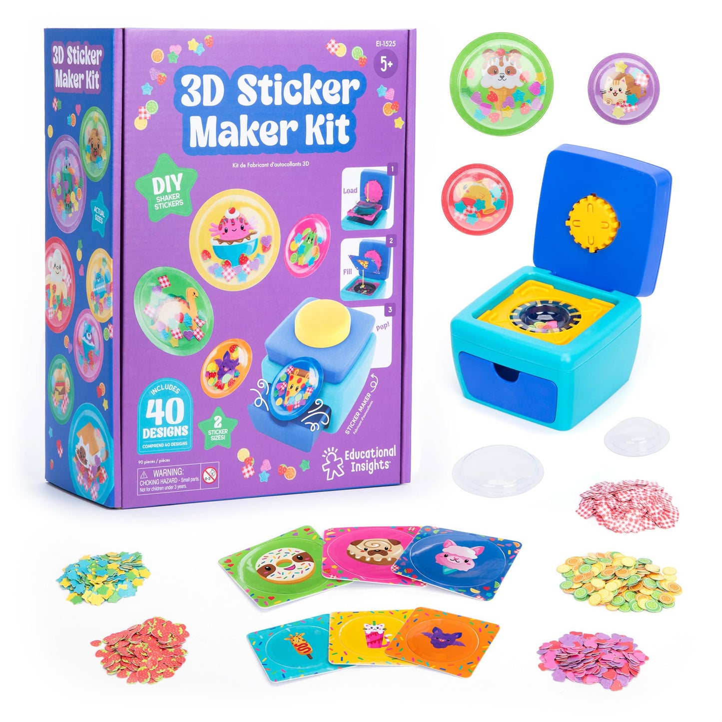 Educational Insights 3D Sticker Maker Kit - Arts and Crafts for Kids Ages 4-8, Make Your Own 3D Stickers, Sticker Making Machine, DIY Puffy Stickers for Kids, Mess-Free Toddler Craft Kit