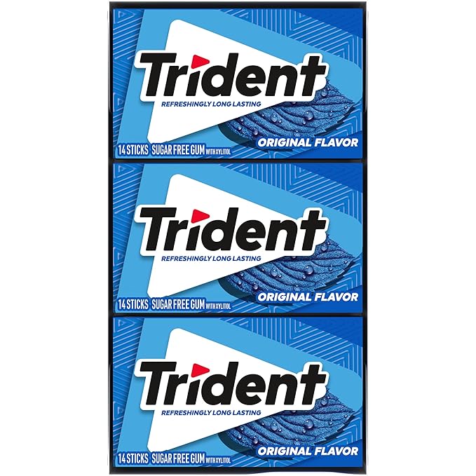 Trident Original Flavor Sugar-Free Chewing Gum, 12 Packs of 14 Pieces (168 Total Pieces)