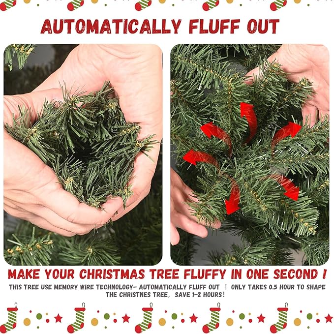 8FT Frosted Christmas Tree with 102 Pine Cone & Pine Needles, Premium Unlit Artificial Christmas Tree with 1858 Branch Tips, Realistic Hinged Xmas Trees with Metal Stand for Holiday Decoration