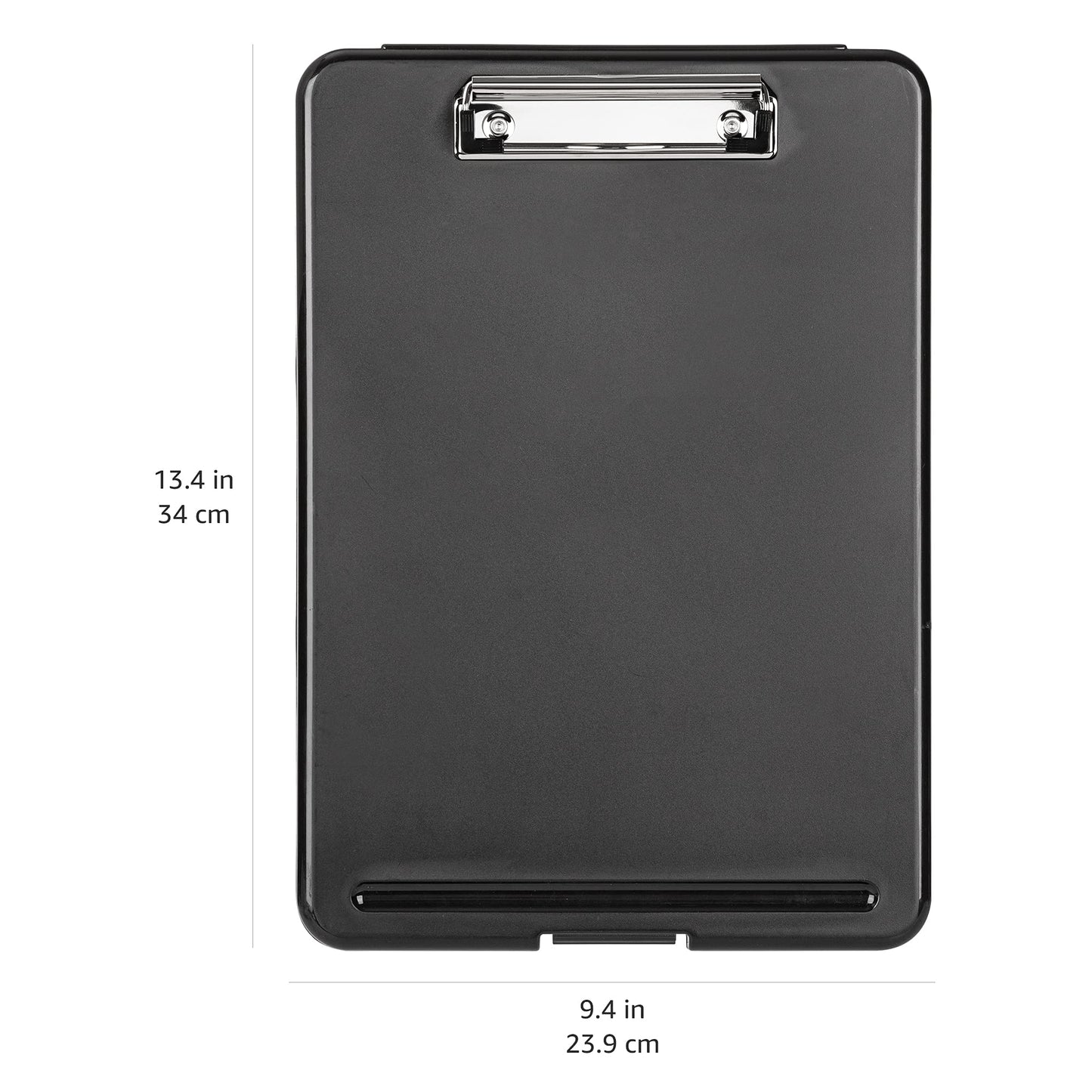 Amazon Basics Sturdy Plastic Storage Clipboard for School & Office Supplies, Lightweight, Black, 2-Pack