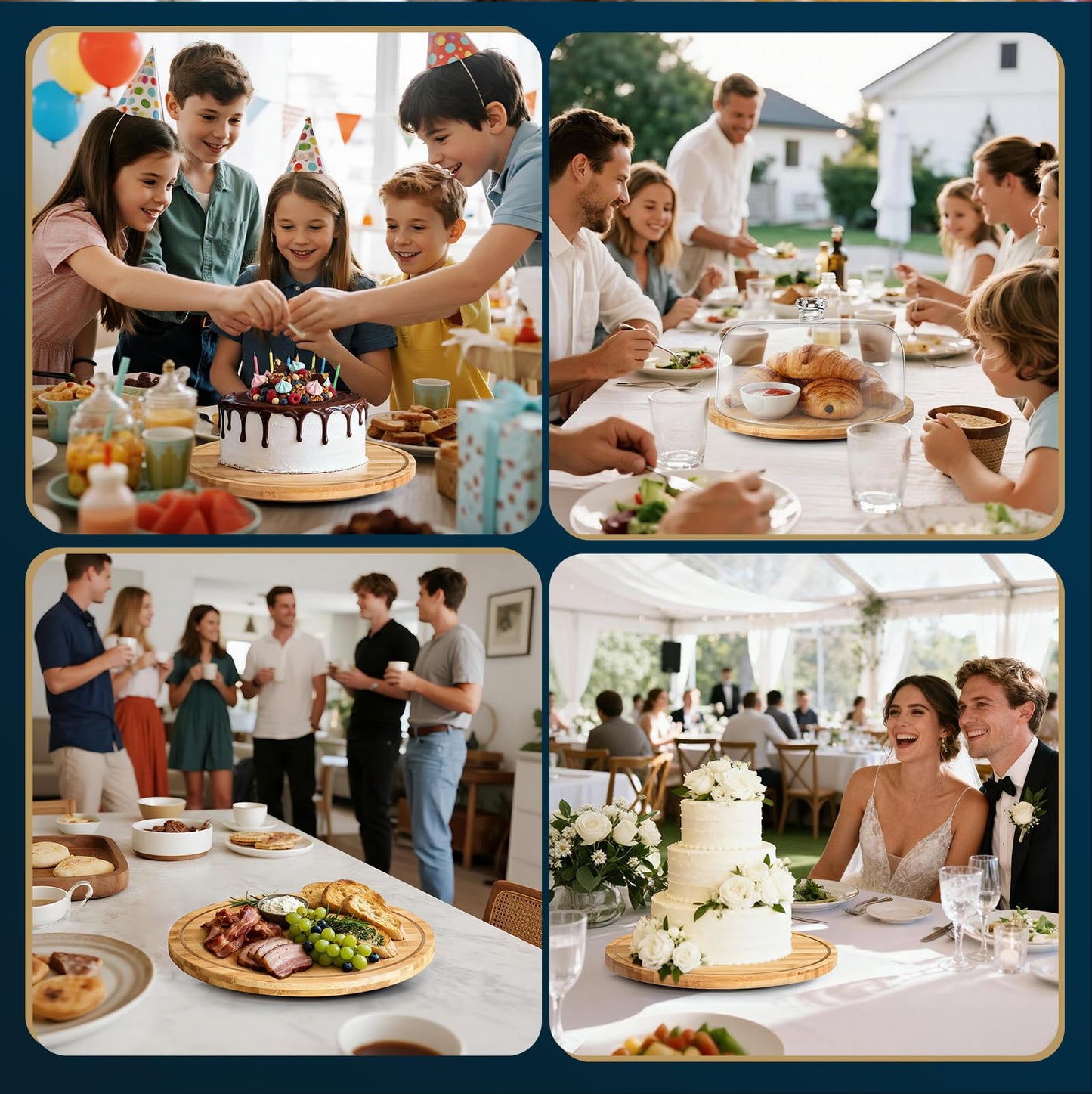 Masthome 11 IN Cake Stand with Lid, Bamboo Wood Rotating Cake Holder with Dome, BPA Free Cake Dish with Cover, Cake Plate with Cover for Birthday/Kitchen/Party/Weddings