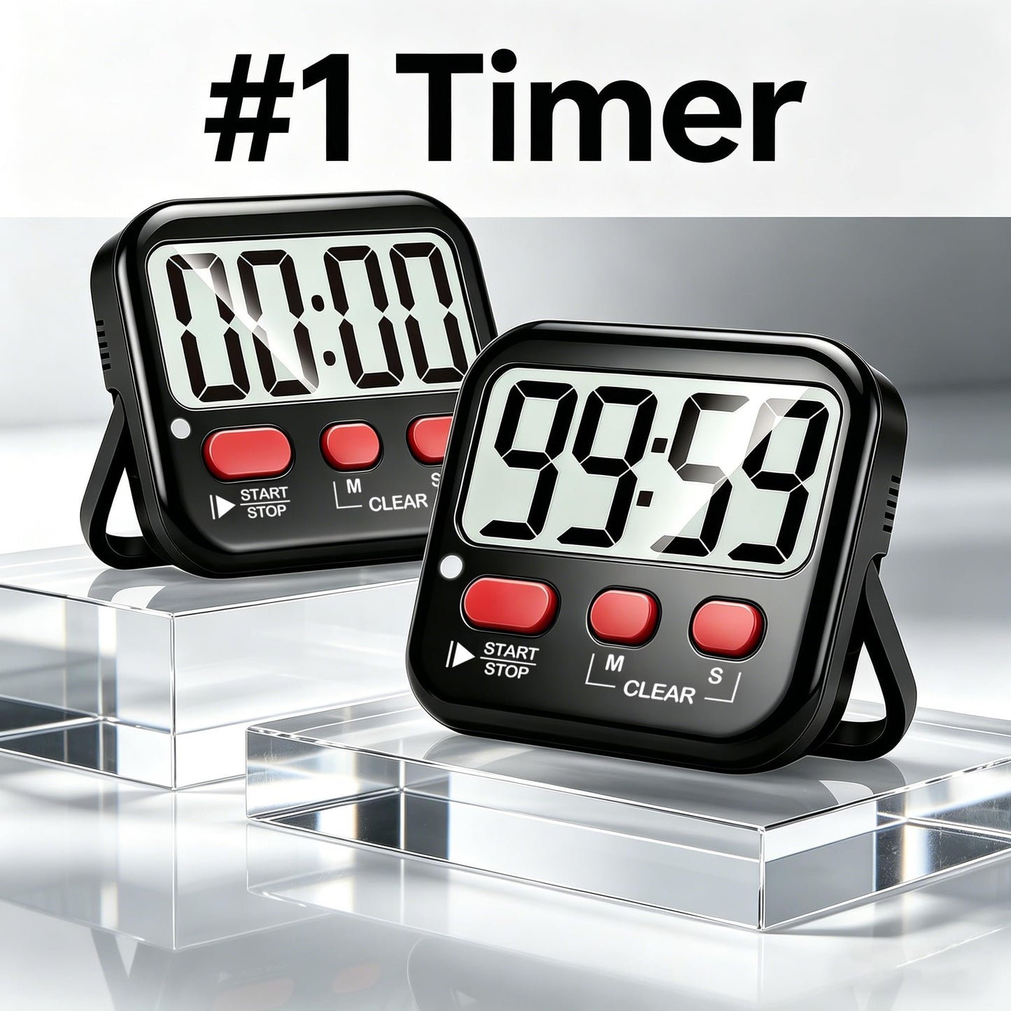 Antonki 2 Pack Digital Timer for Kids, Magnetic Countdown Kitchen Timers for Cooking, Egg, Classroom, Teacher, Exercise, Study, Oven - Battery Included