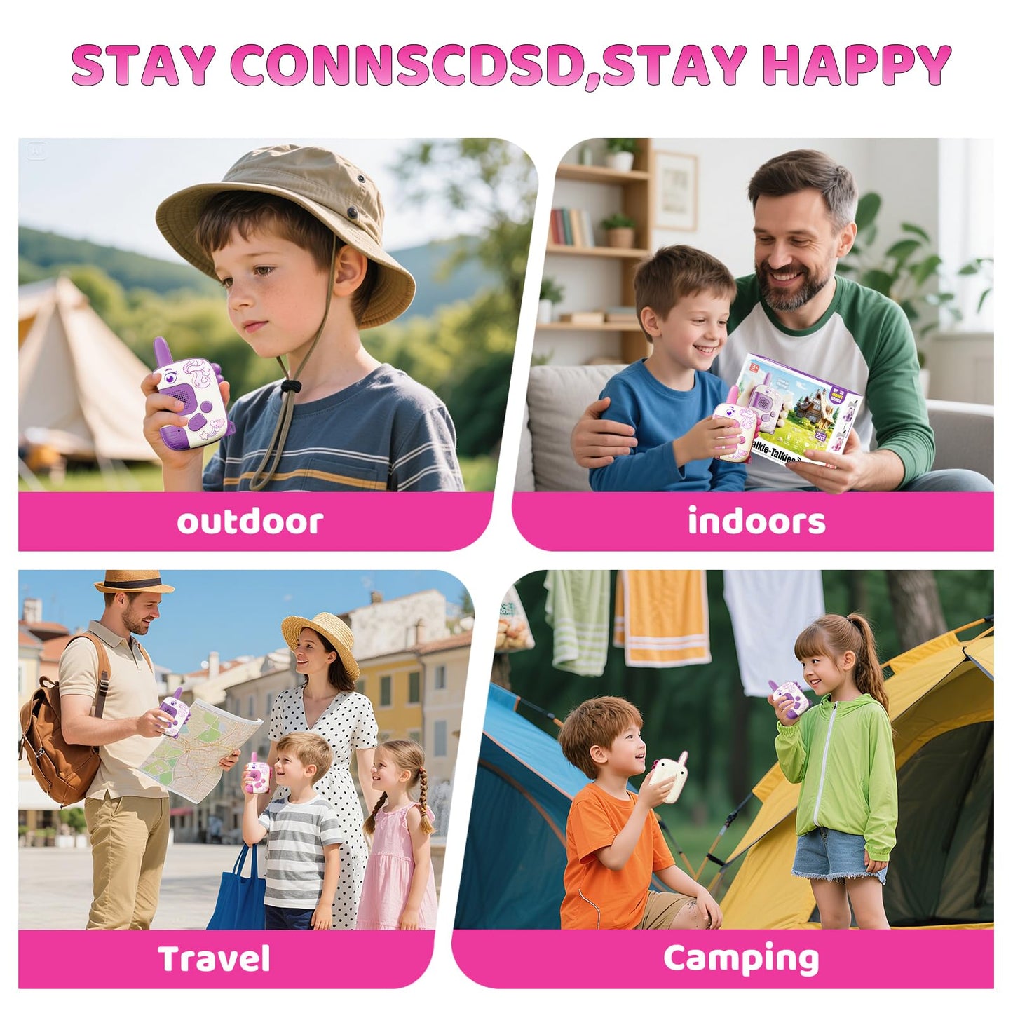 Walkie Talkies for Kids Ages 3-9 - 2 Pack Outdoor Adventure Toys with 1000ft Range,Unicorn Toys Birthday Gifts for 4 5 6 7 8 Year Old Girls Easter Gifts