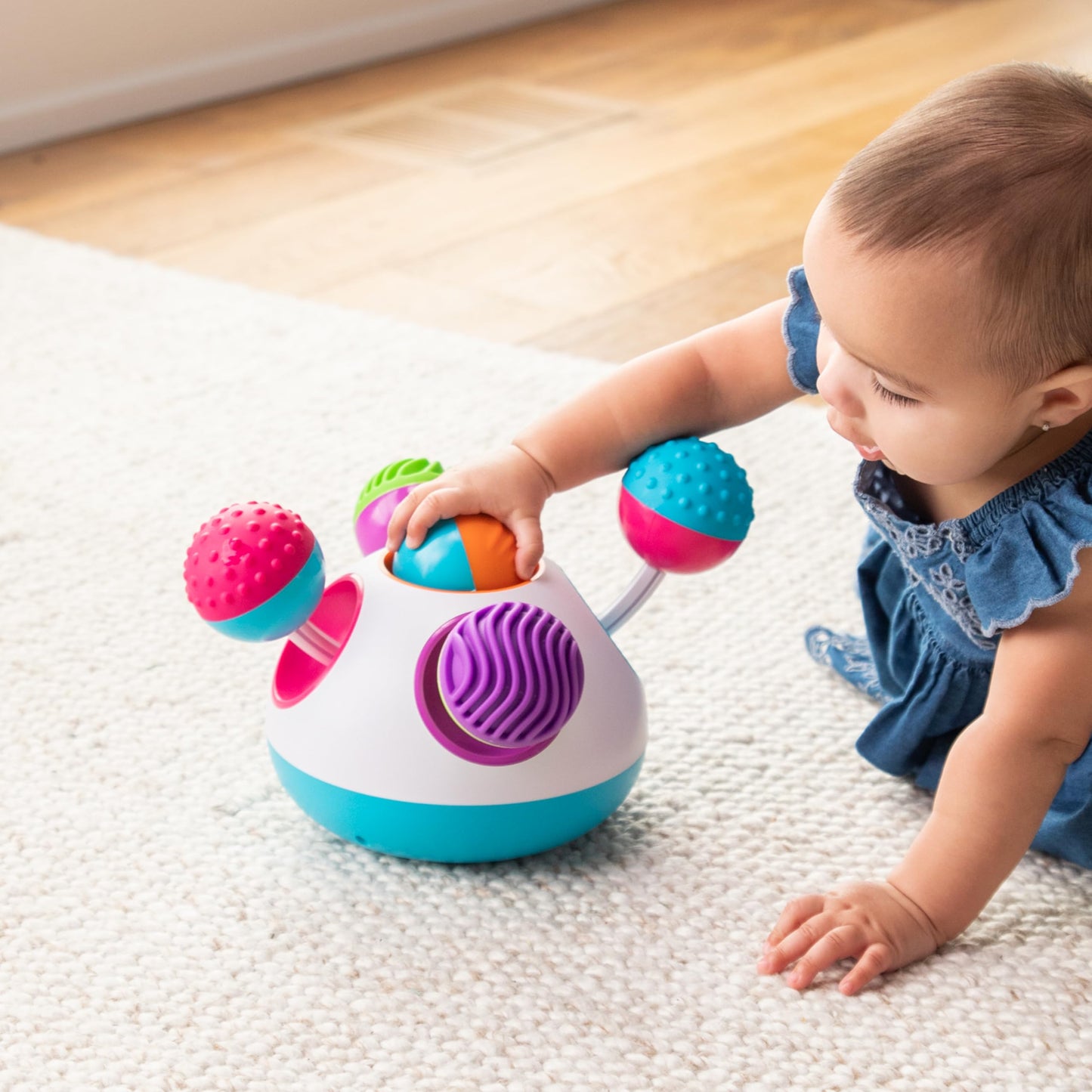 Fat Brain Toys Klickity Sensory Baby Toys, 1 Year and Up, Engaging Multi-Textured Early Developmental Toddler Activities for Tactile and Visual Stimulation