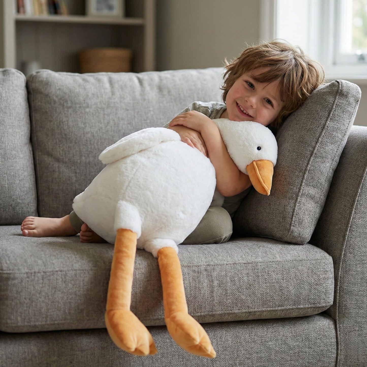 WEIGEDU 30" Large Goose Stuffed Animals Plush Toys Swan Duck for Kids Babies Bedtime Birthday Easter Gifts, Stuffed Goose Throw Plush Pillow Super Soft, White
