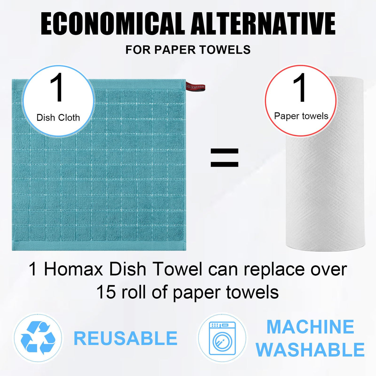 100% Cotton Terry Kitchen Dish Cloths (8 Count)
