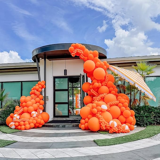 Orange Balloon Arch Kit 130pcs – Pastel & Light Orange Latex Garland for Halloween, Graduation & Birthday Parties