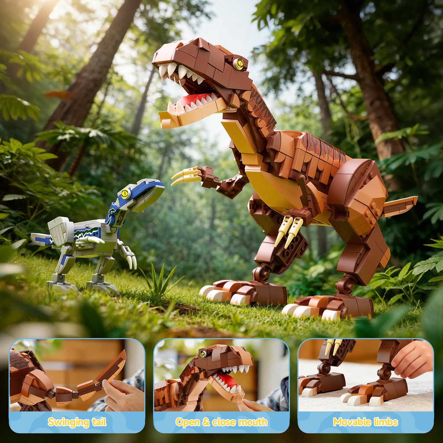 Wise Block 2-in-1 Building Toy Set, Transforms to 2 Different Animals - from Dinosaur to Mammoth, Creative Buildng Block Toys for Kids 826 pcs