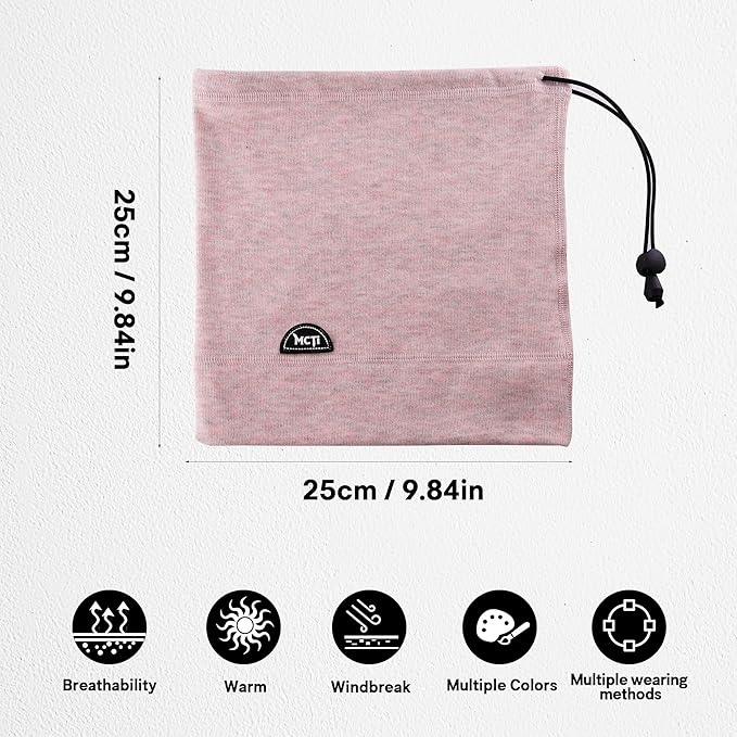 MCTi Neck Gaiter Warmer Winter Fleece Scarves Beanie Hat for Skiing Cycling Elastic Closure