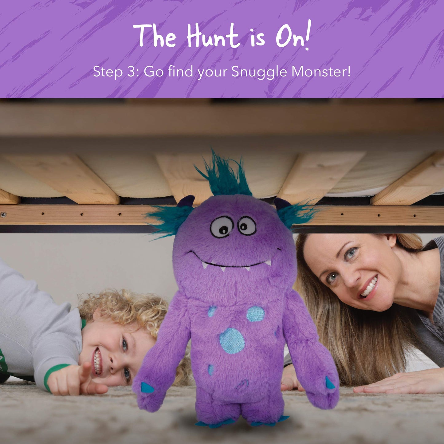 Continuum Games Snuggle Monster - Hide and Seek Bedtime Plush Toy and Book - Purple