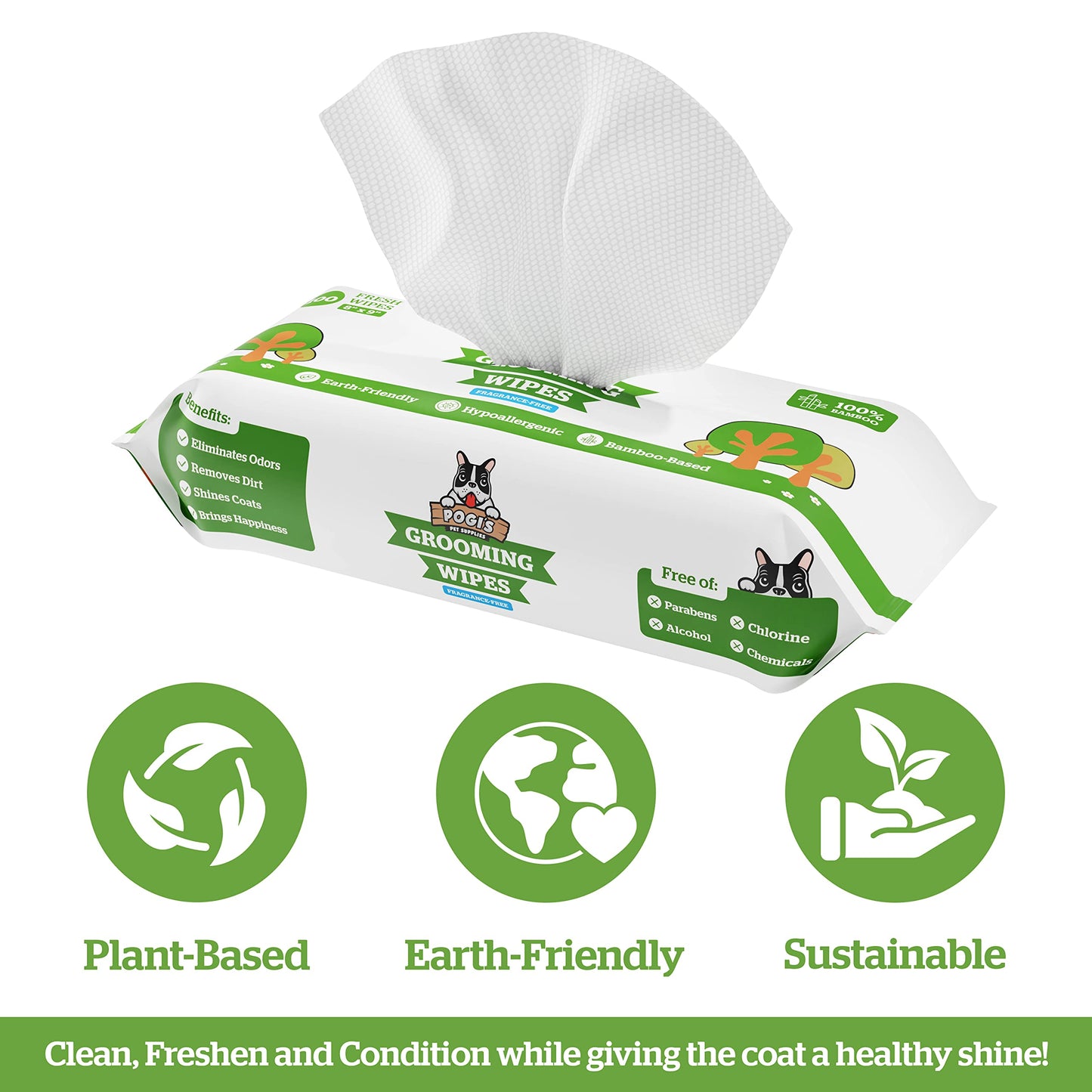 Pogi's Poop n' Wipe Combo Pack - 270 Compostable Dog Poop Bags and 400 Plant-Based Grooming Wipes Bundle