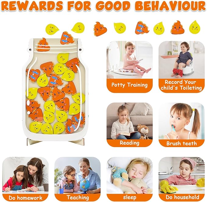 Magnetic Reward Jar for Kids – Poop Reward Jar with Colorful Letter Stickers Behavior, Classroom Incentive Suitable for Teachers Parents Kids Motivational Tool
