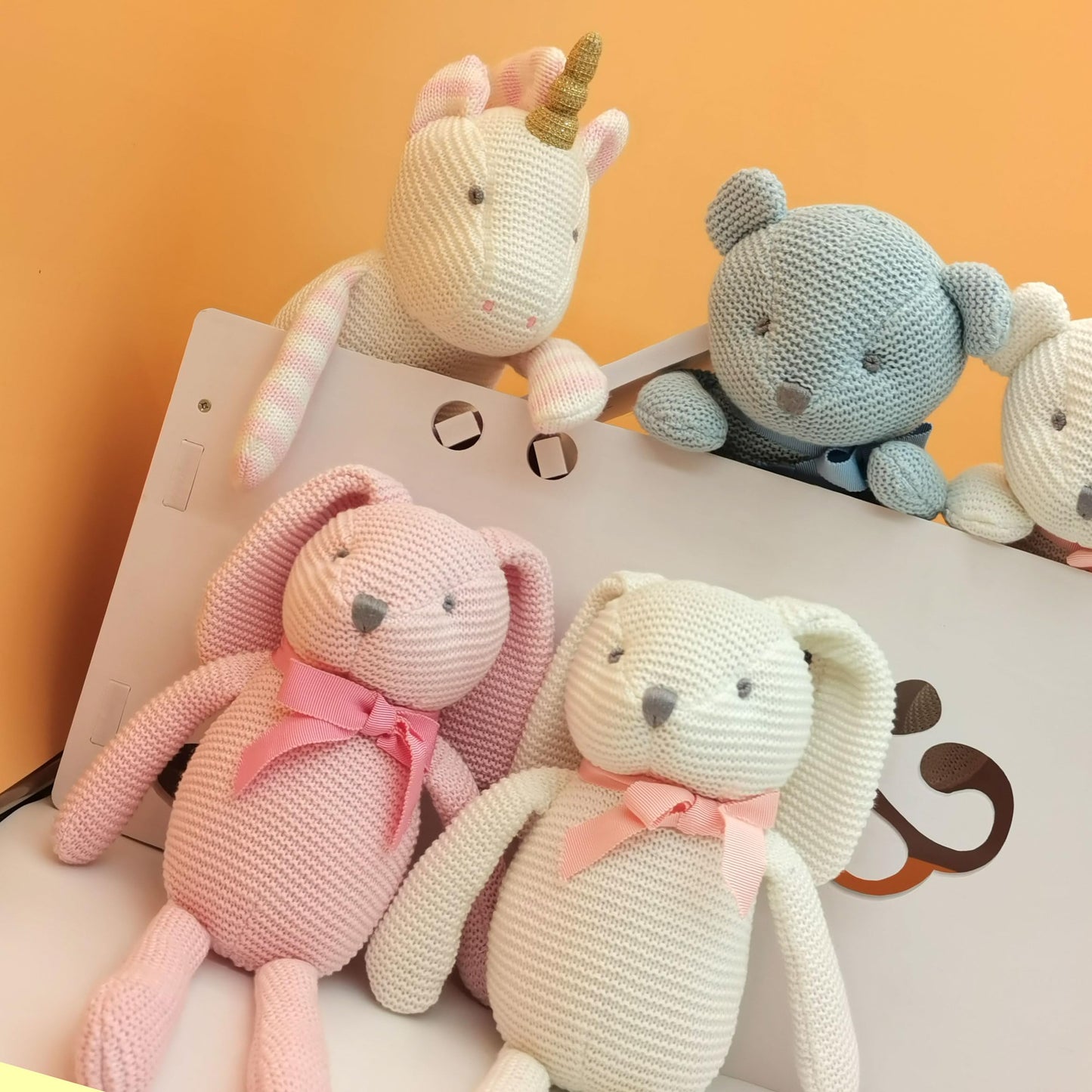 FLUFFYFUN 100% Organic Cotton Pink Bunny Rabbit Plush, 7.1" Baby Stuffed Animal for Newborn