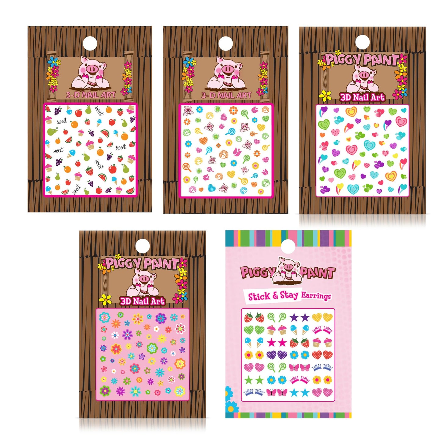 Piggy Paint 100% Non-Toxic Girls Nail Accessories (Nail Art Party Pack - Pack of 5)