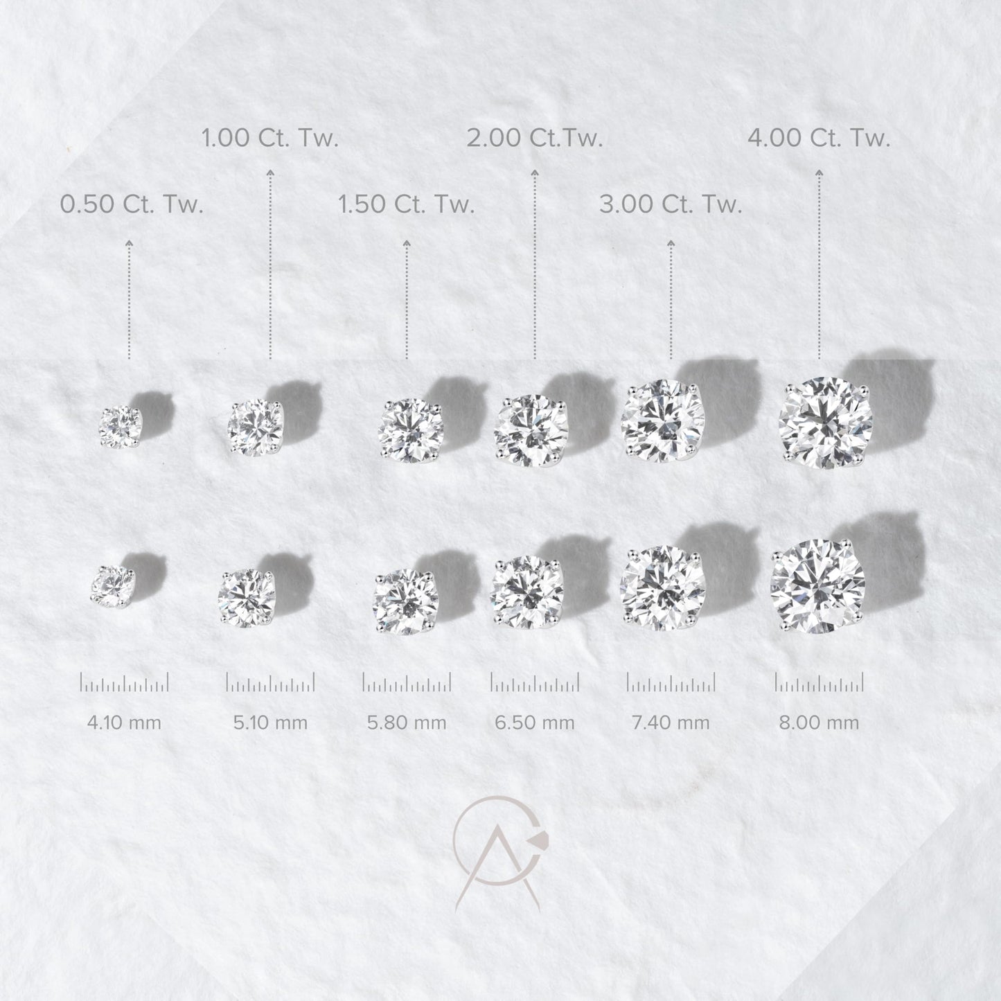 1/2 Carat Brilliant Cut Lab Grown Diamond Round Stud Earrings for Women in 14k Yellow Gold (G-H Color, VS1-VS2 Clarity, cttw) 4-Prong Classic Push Back Studs by Carbon Atelier