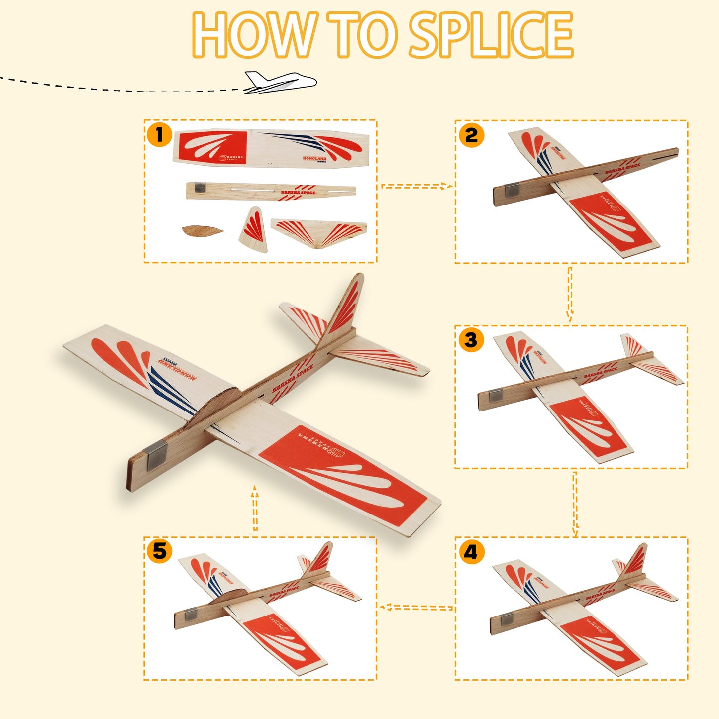 Barsha Space 4-Pack Balsa Wood Airplane Glider Kits for Kids - Model Toy Airplane Set | Perfect for Outdoor Flying in Yards, Parks & Open Spaces