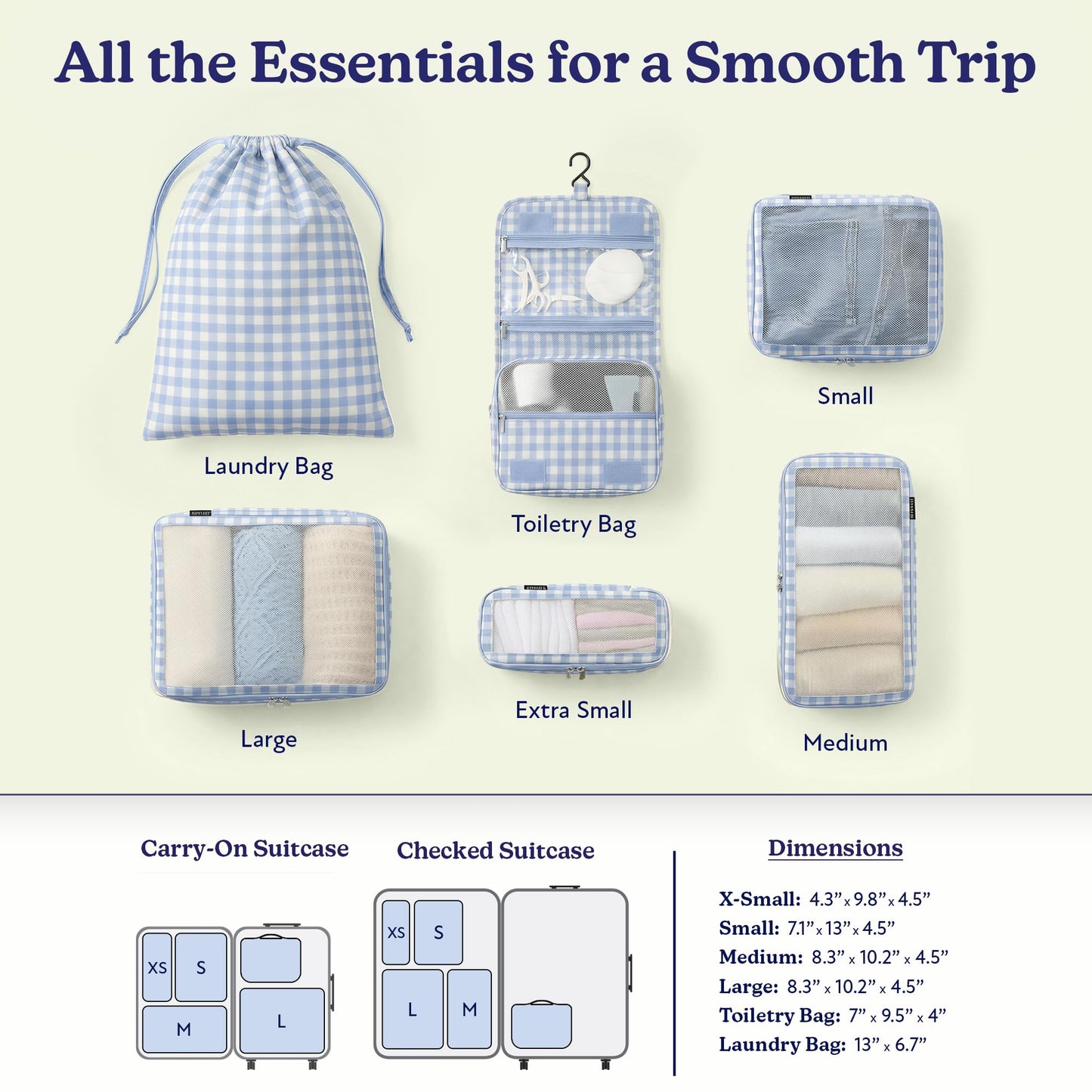 Vandel Space-Saving Compression Packing Cubes for Women with Hanging Toiletry Bag, Laundry Bag, Compressible Carry On Suit Case Organizer Luggage Packing Cubes for Travel Compression Organizer Bags
