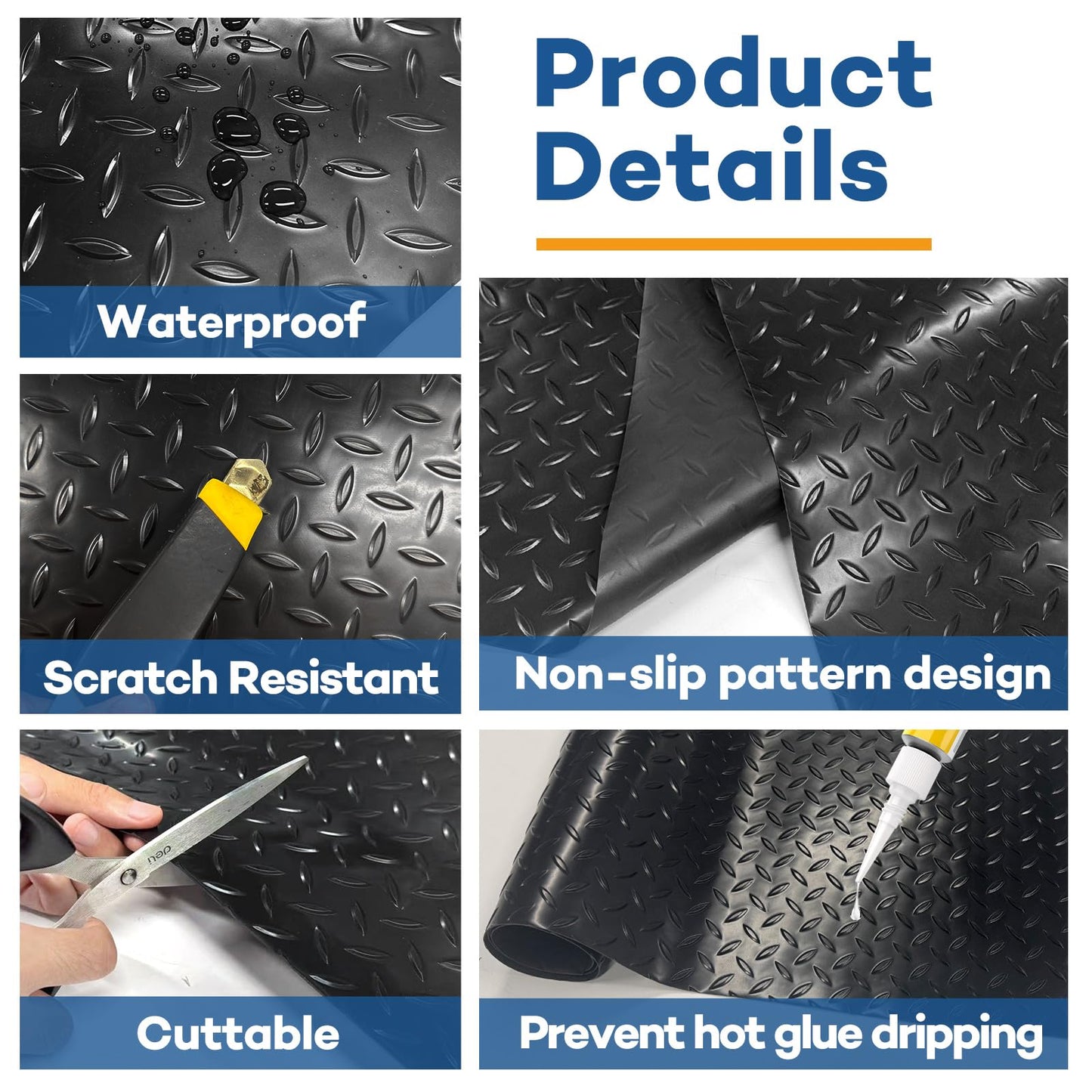 48" x 17" Work Bench Pad PVC Workbench Mat with Non-Slip Steel Plate Texture, 1.5mm Thick Scratch & Stain Resistant Surface for Woodworking, Crafting, DIY Projects and Tool Protection