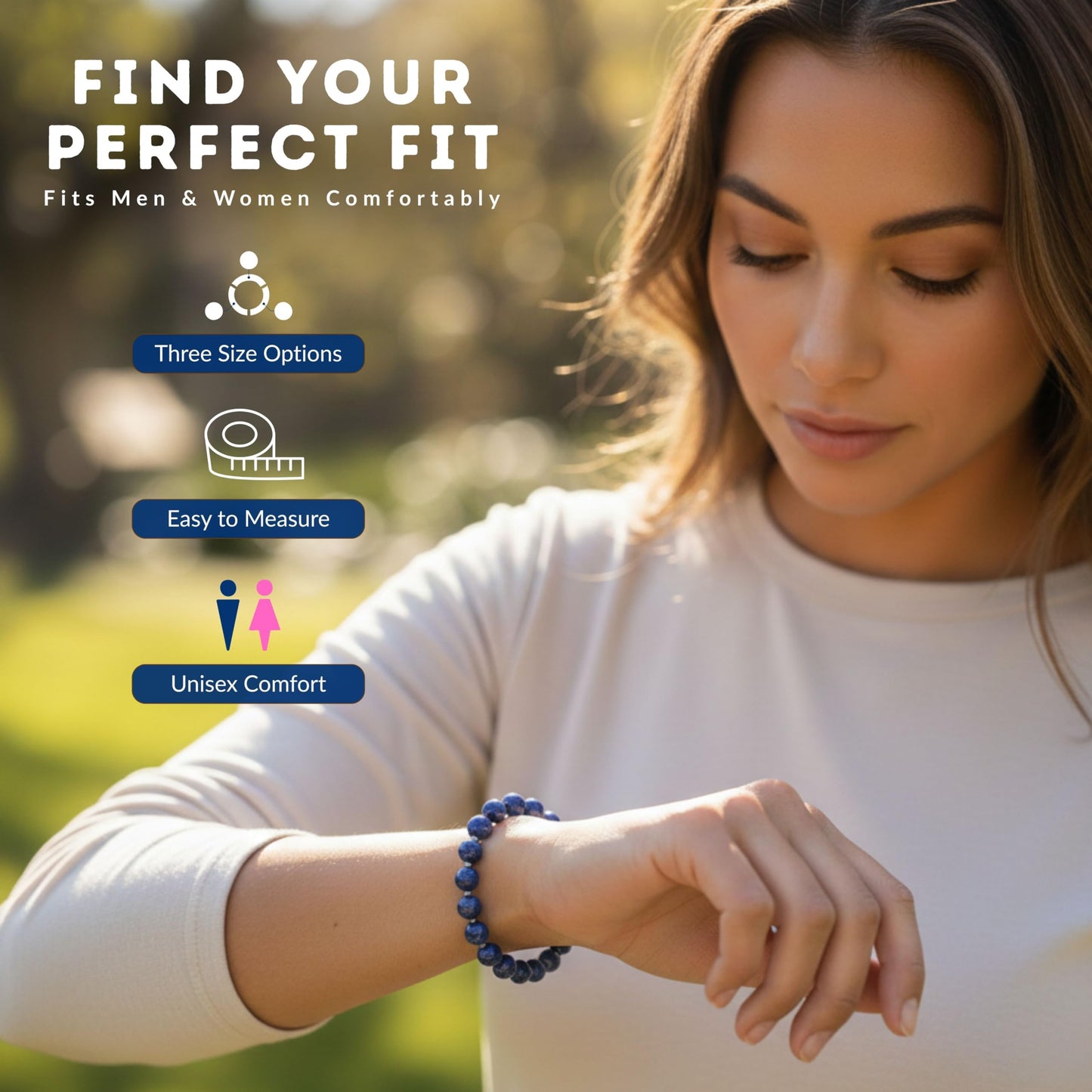 Cherry Tree Collection Lapis Bracelet – Genuine Blue Lapis Lazuli Beaded Bracelet, Handmade 8mm Stone Bracelet for Men & Women, Healing & Positive Energy, Sizes S/M/L, Gift Ready (Small)
