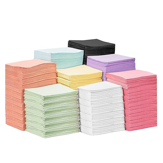 JMU 125 Pack Dental Bibs, Pink Dental Bibs Disposable 3-Ply, 13" x 18" Patient Bibs Medical Tray Covers