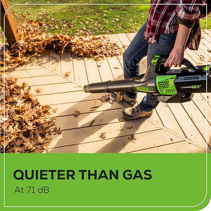 Greenworks 60V 450 CFM Cordless Leaf Blower, 2.0 Ah Battery and Rapid Charger