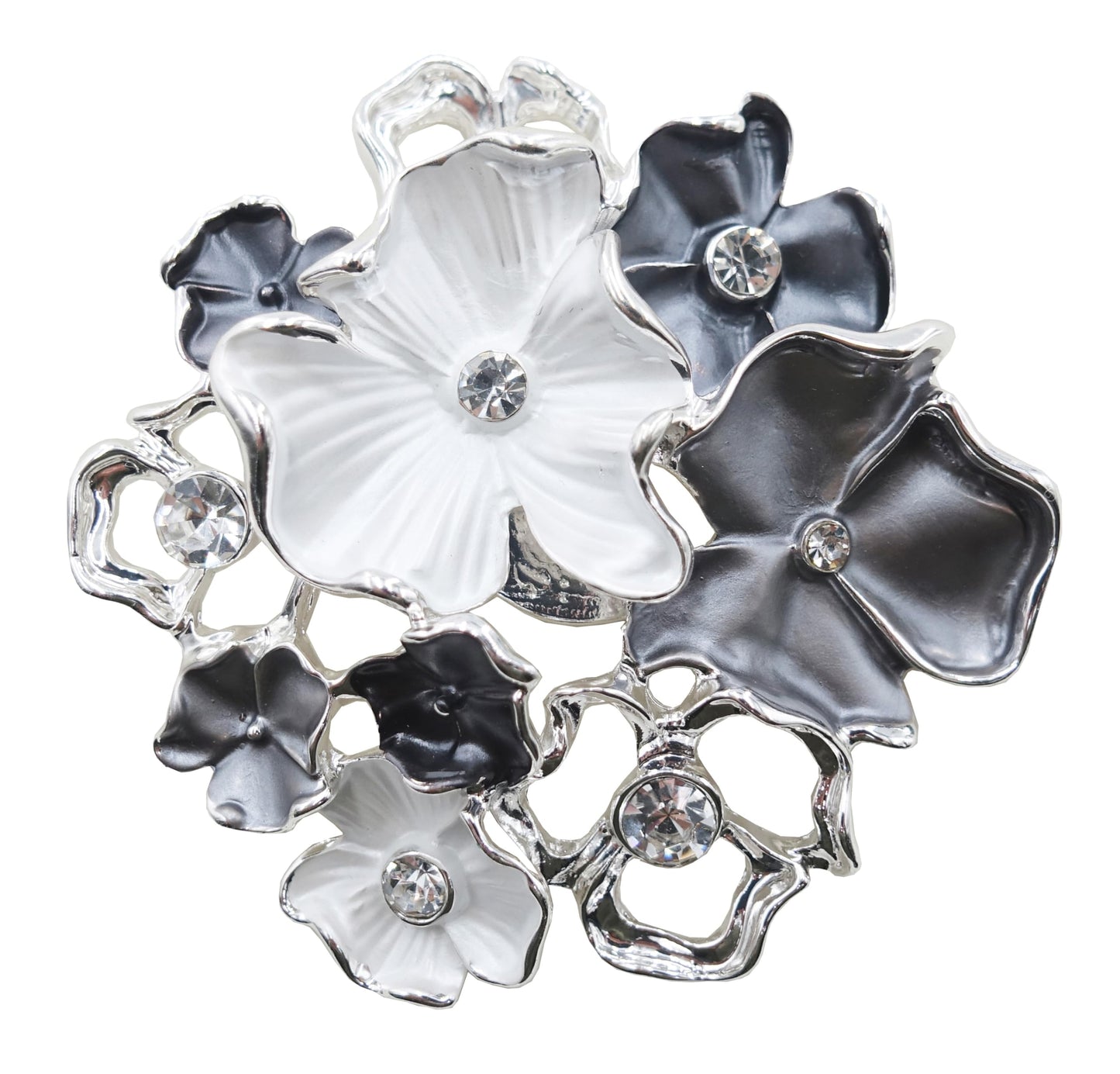 SinglinArt Flower Brooch for Women Rhinestone Crystal Jewelry