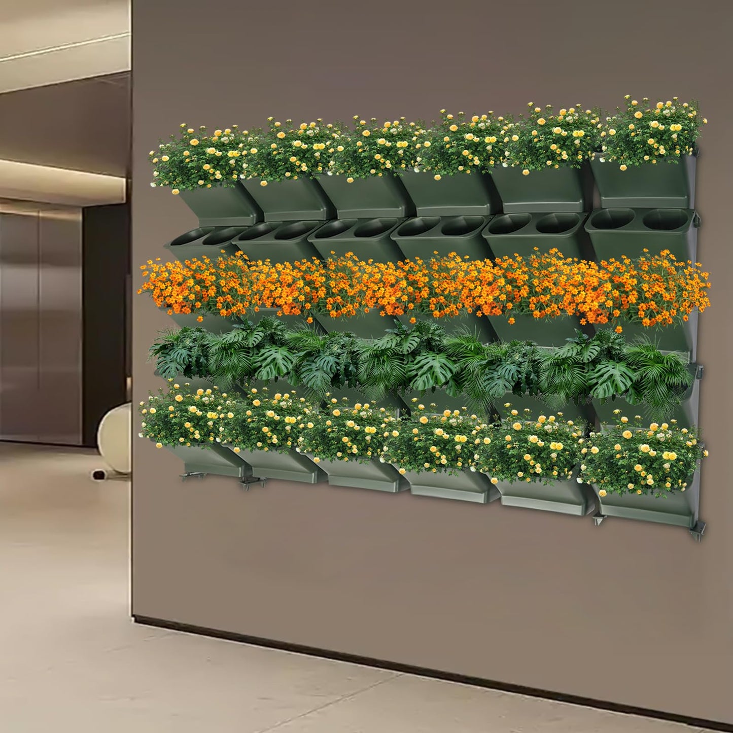 30 Pockets Self Watering Wall Planter Indoor Outdoor Planters Vertical Garden Stackable Wall-Mounted Planter Hanging Flower Herbs Vegetables for Home Balcony Decoration