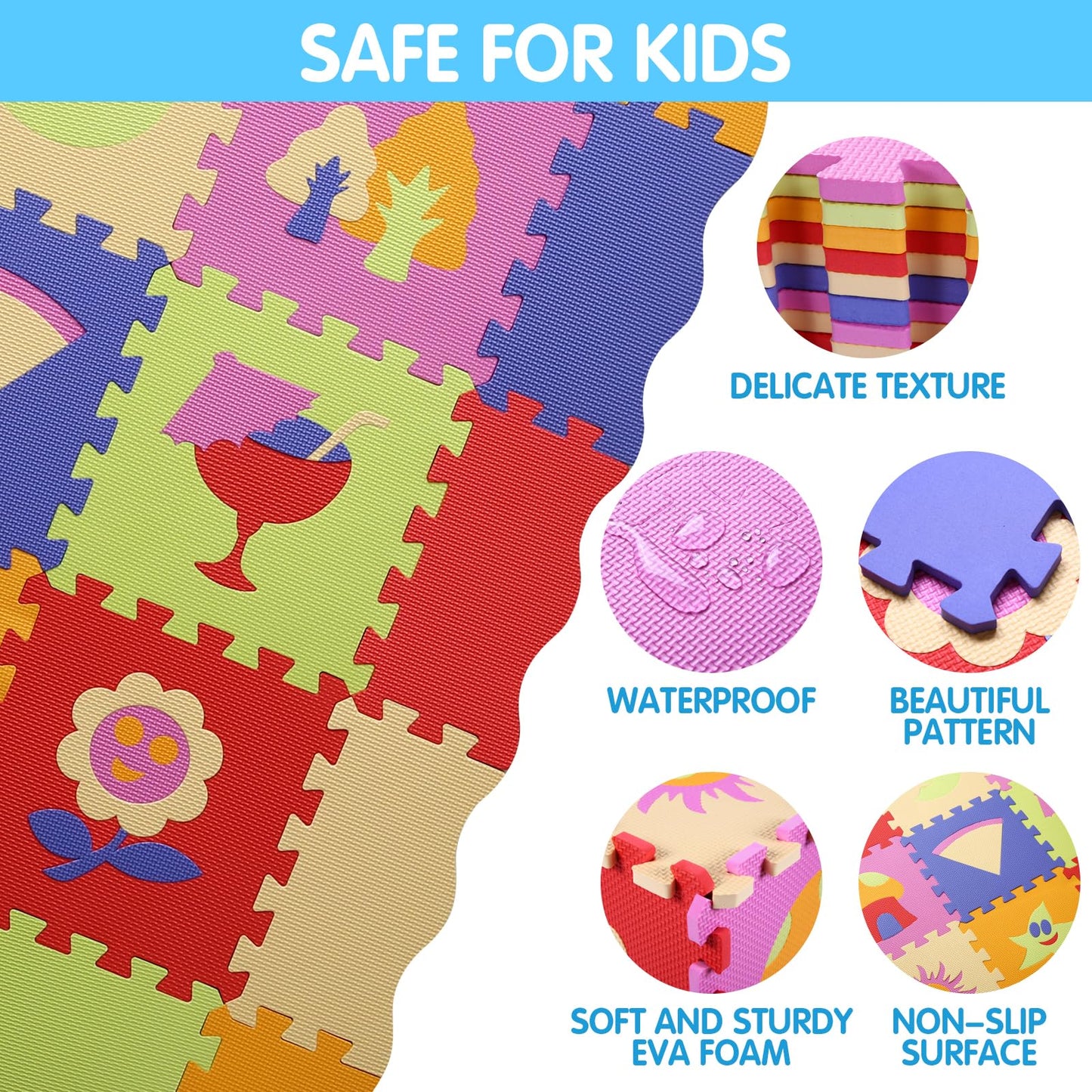 Foam Play Mat for Kids，25Pcs Square Interlocking Puzzle Floor Mat，Baby Play Mat Floor Mat Foam Puzzle Playmat for Toddlers with Fence