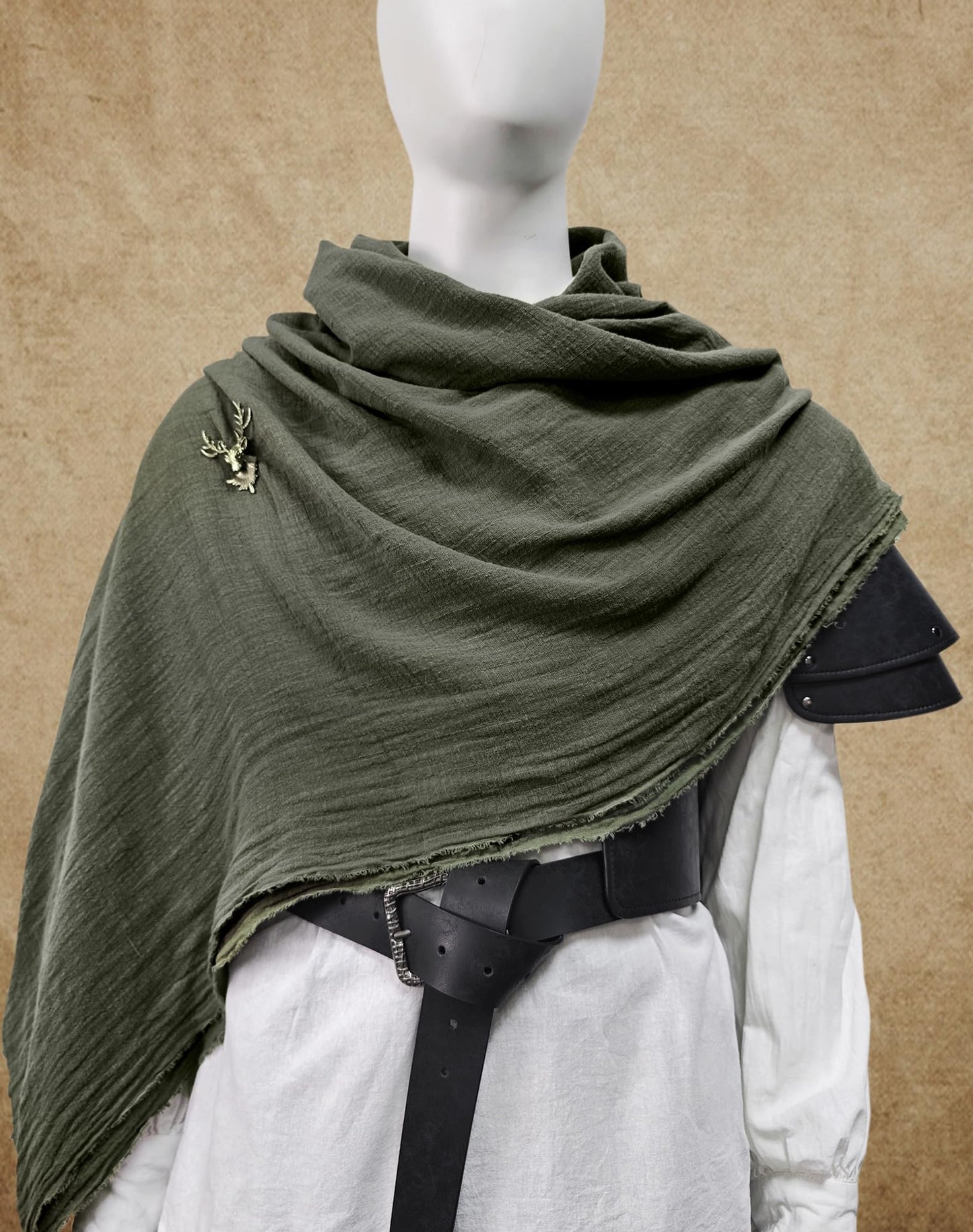 Berenlu Post Apocalyptic Shawl Fabric Piece, Medieval Hooded Cowl for Renaissance Men, DIY Cosplay Costume Accessory