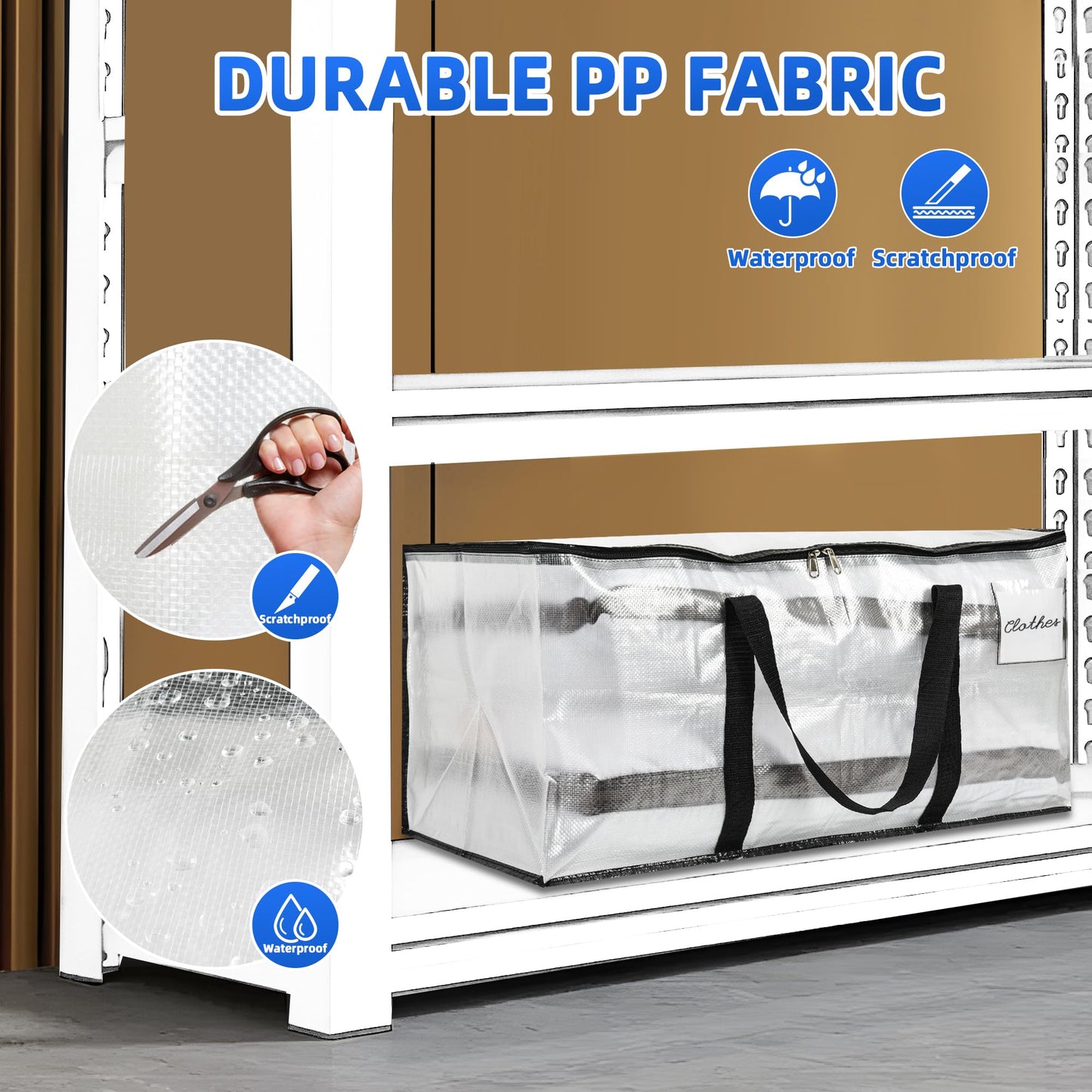 Uprimeasy Large Moving Bags, 2 Pack Heavy Duty Storage Bags with Wrap Handles & Zippers, Space Saving Storage Totes with Clear Window & Tag Pocket, Alternative to Moving Boxes (Clear)