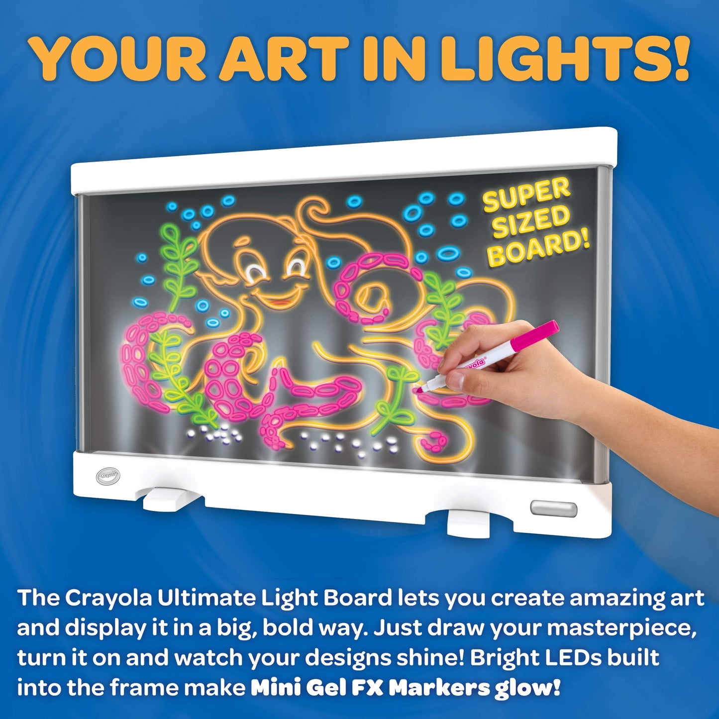 Crayola Ultimate Light Board - White, Kids Drawing Tablet, Gifts for Kids, LED Drawing Board, Sketching Art Projector, Toys for Boys & Girls, 6+