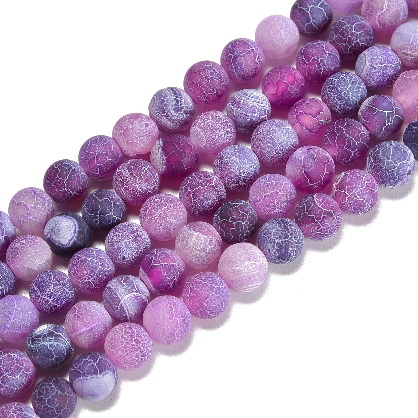 jodaying 10mm Froasted Purple Agate Round Natural Gematone Loose Beads for Jewelry Making DIY 1 Strand 15"